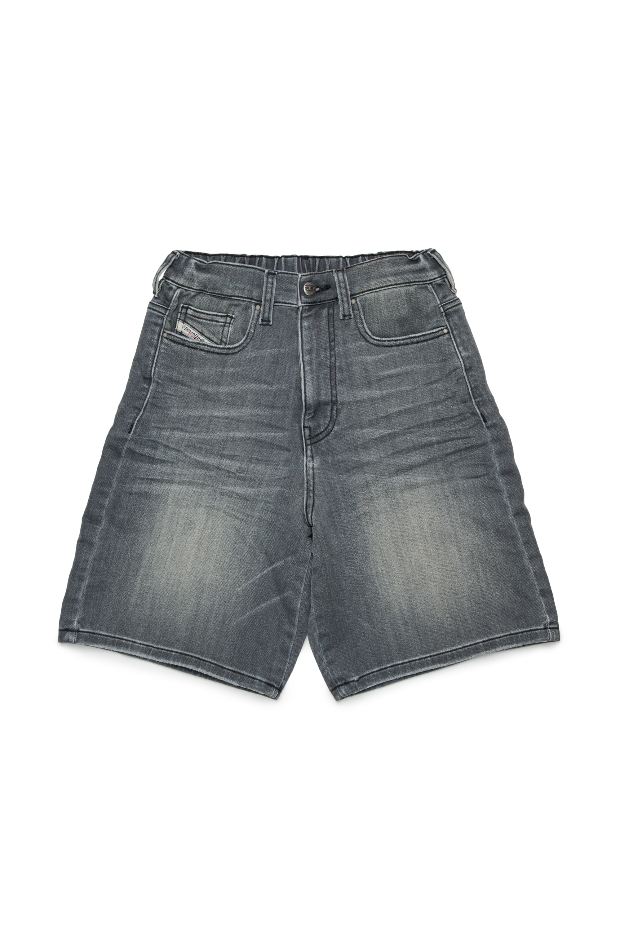 Diesel - PROXI JJJ, Man's JoggJeans shorts with lived-in wash in Black/Dark grey - 1