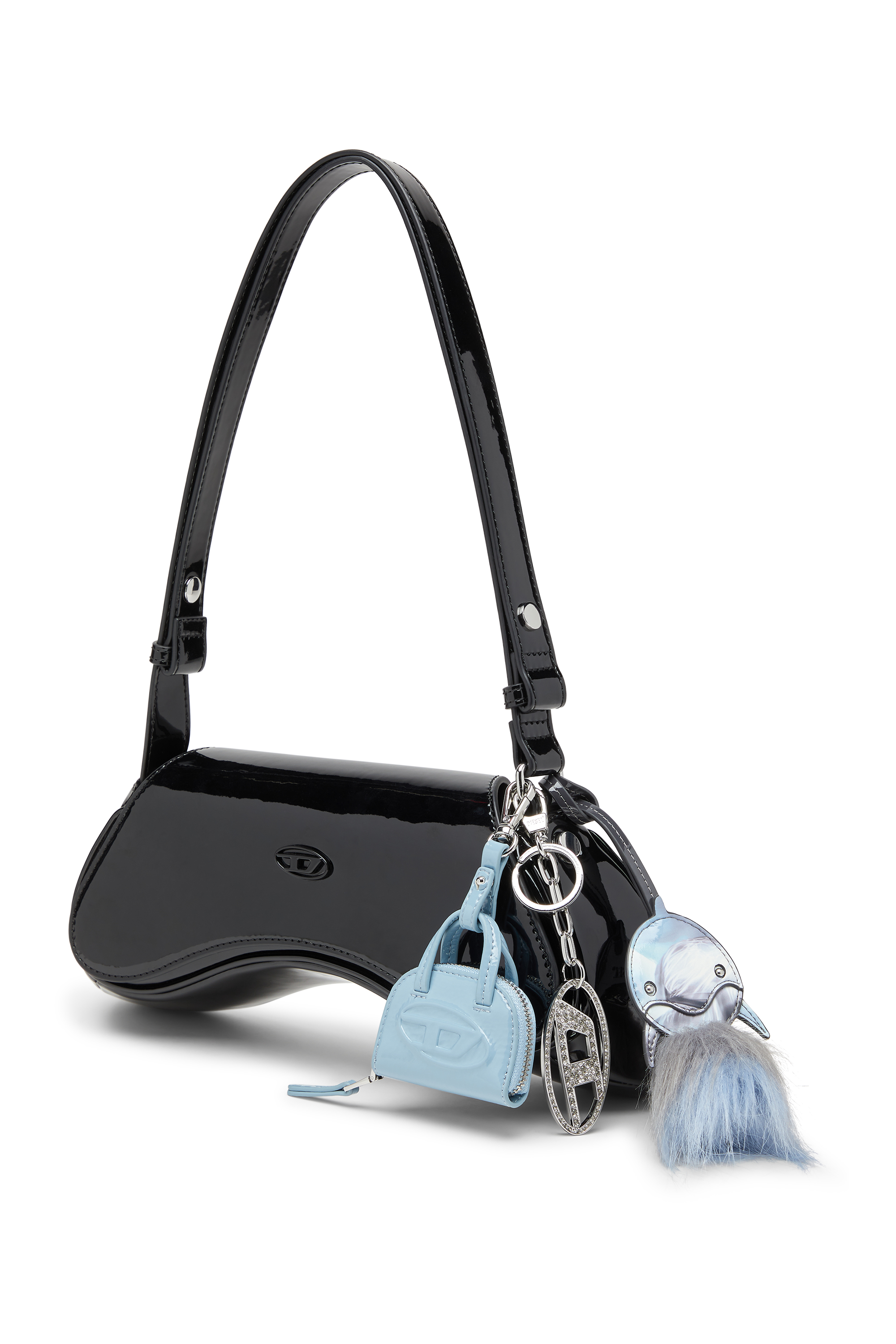 Diesel - HOLY-C, Woman's Metal Oval D keyring with crystals in Silver - 2