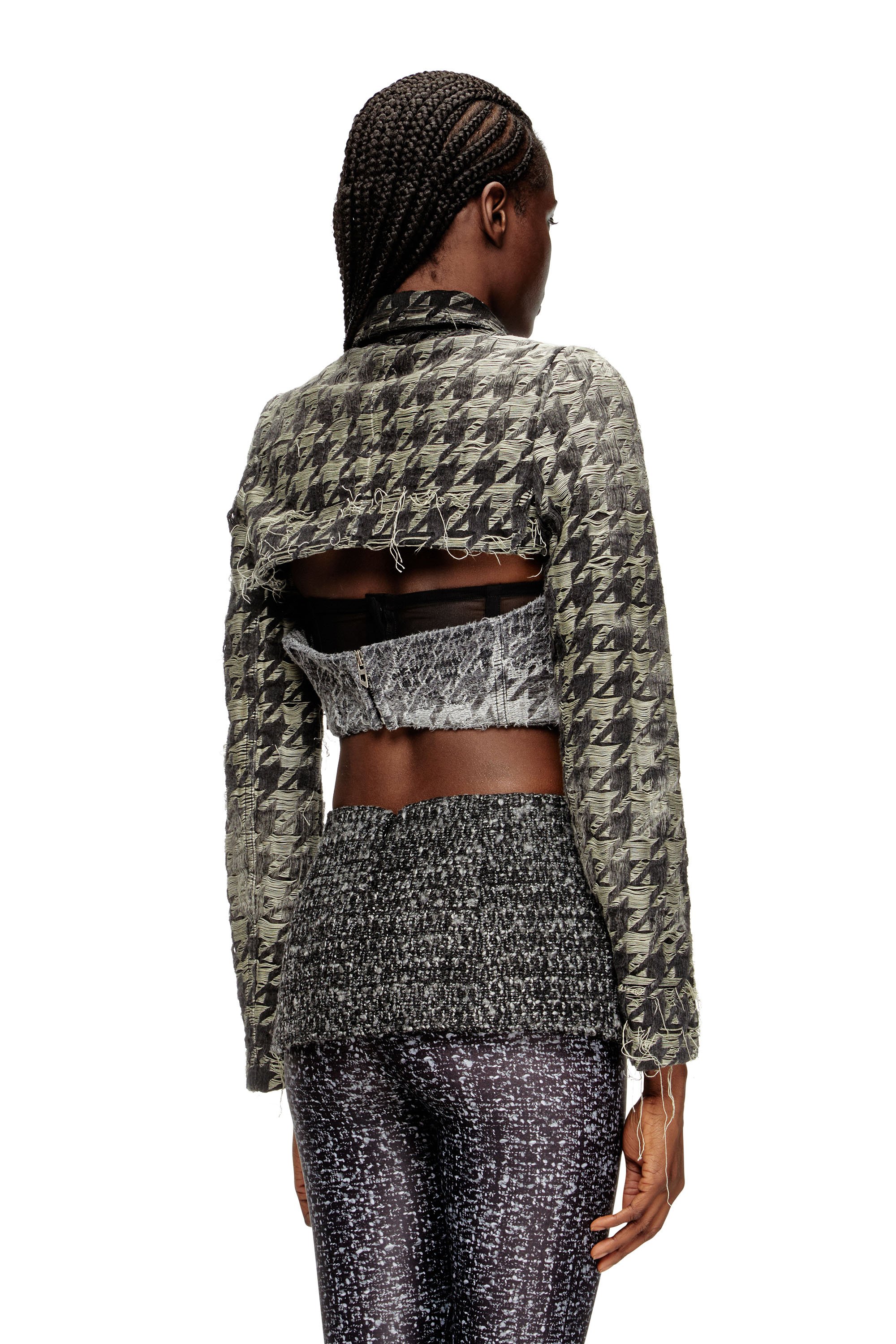 Diesel - DE-ANSIS-FSH2, Woman's Shrug in houndstooth-weave denim in Black/White - 4