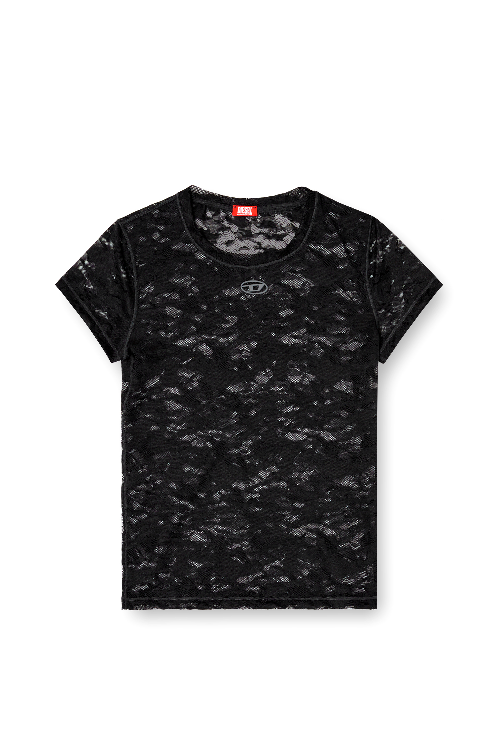 Diesel - KASIA-UTLT, Woman's Camo lace T-shirt in Black - 2
