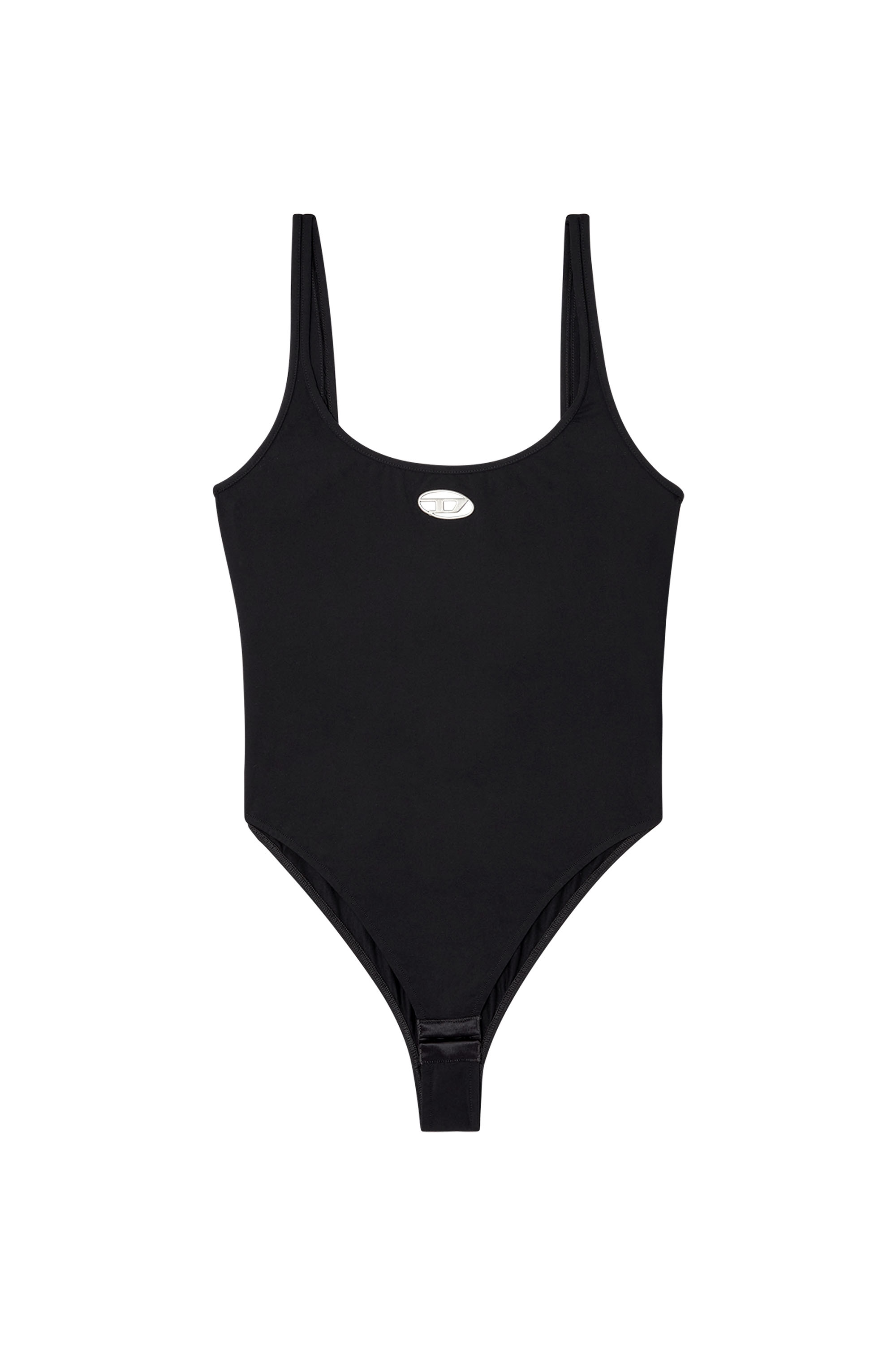 Diesel - MEGAN-UTLT, Woman's Microfibre bodysuit with cut-out logo in Black - 2