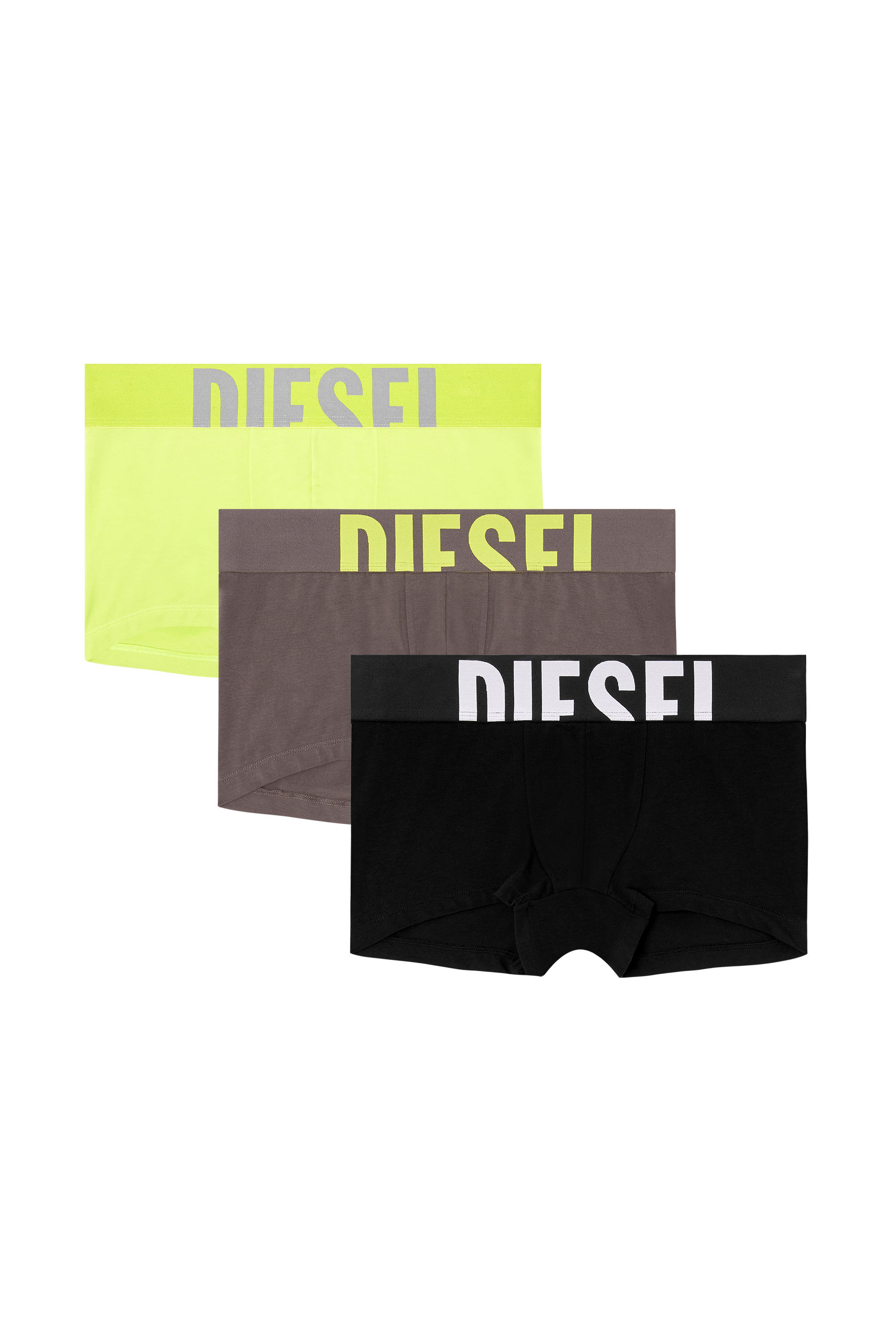 Diesel - UMBX-DAMIENTHREEPACK-5.5EL, Man's Three-pack boxer briefs in stretch cotton in Black/Green - 1