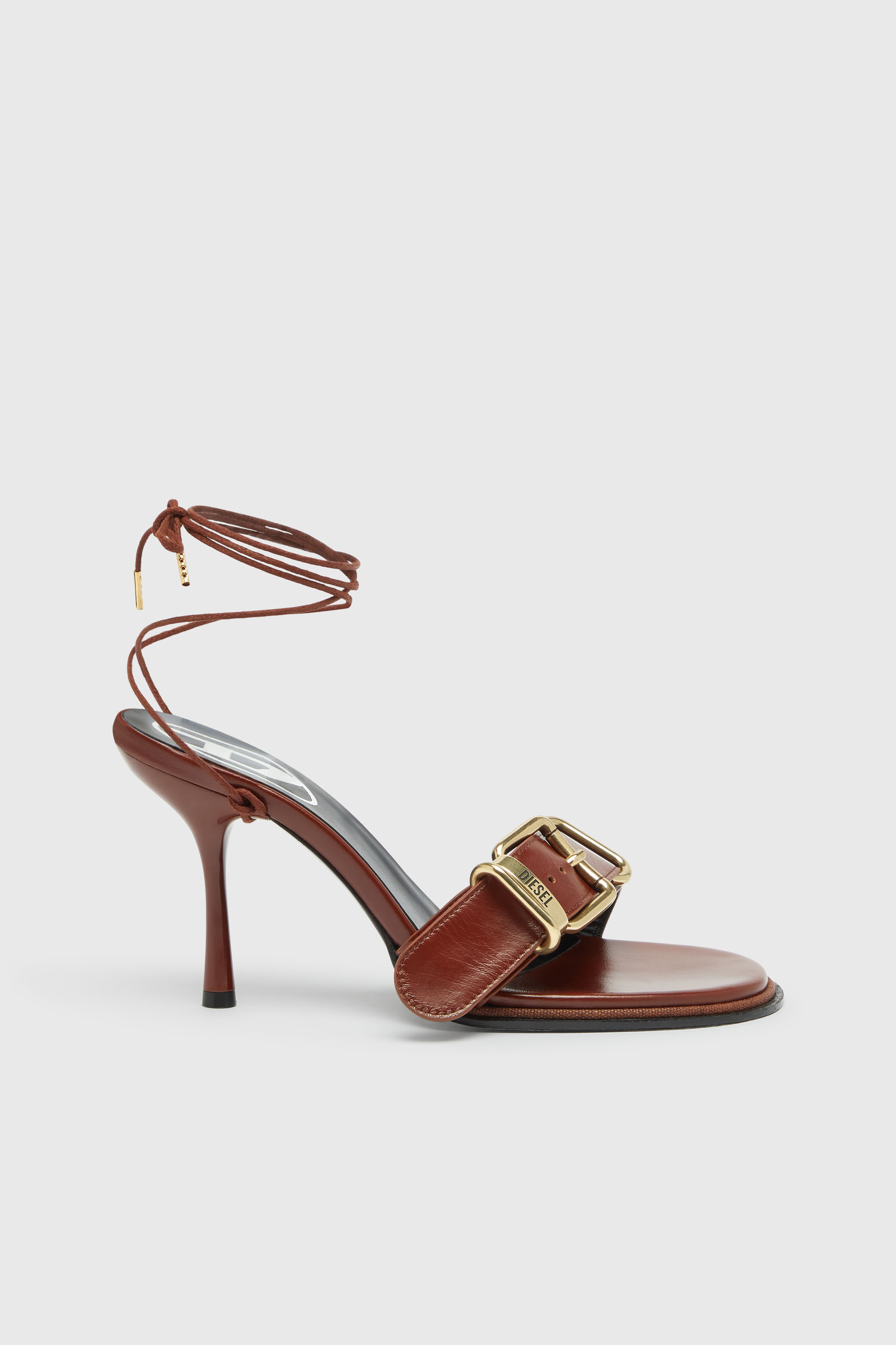 Diesel - D-COCCO-90-SA, Woman's D-Cocco-Ankle-wrap sandals in leather in Brown - 2
