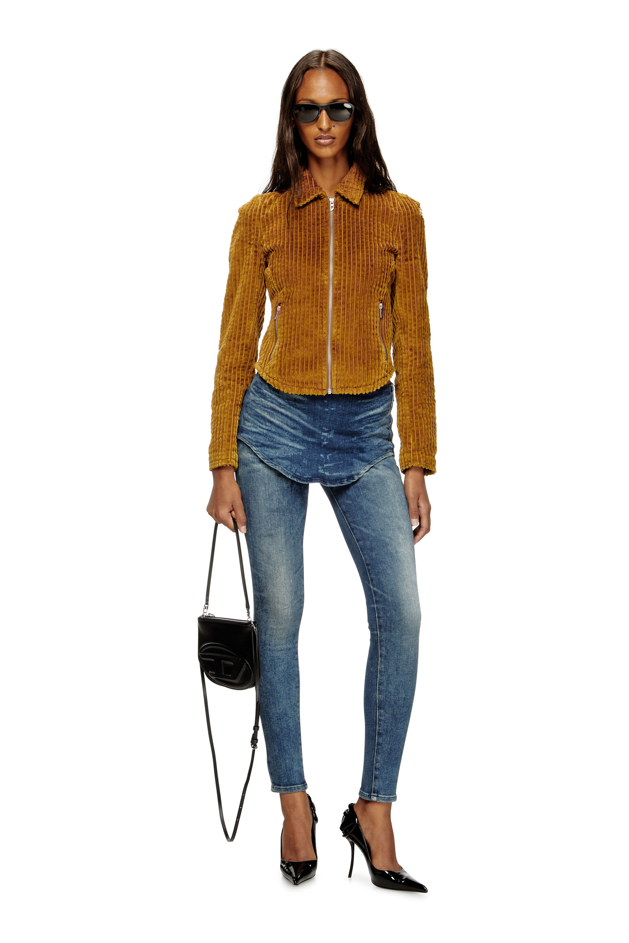 Diesel - G-ENEA, Woman's Shirt-jacket in cotton corduroy in Light Brown - 1