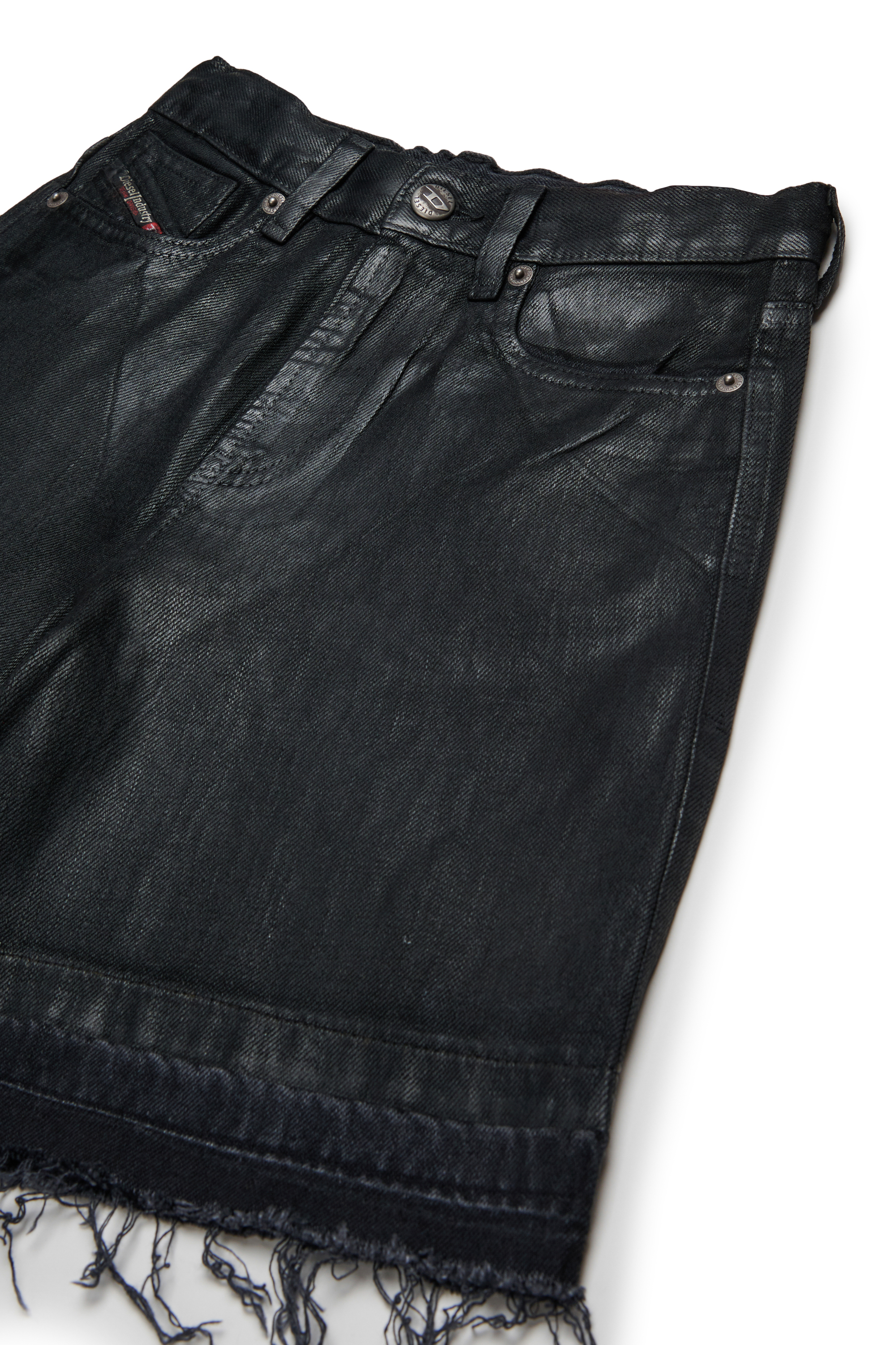 Diesel - D-ARGJX-SHORT-SP-J, Woman's Denim shorts with frayed details in Black/Dark grey - 3