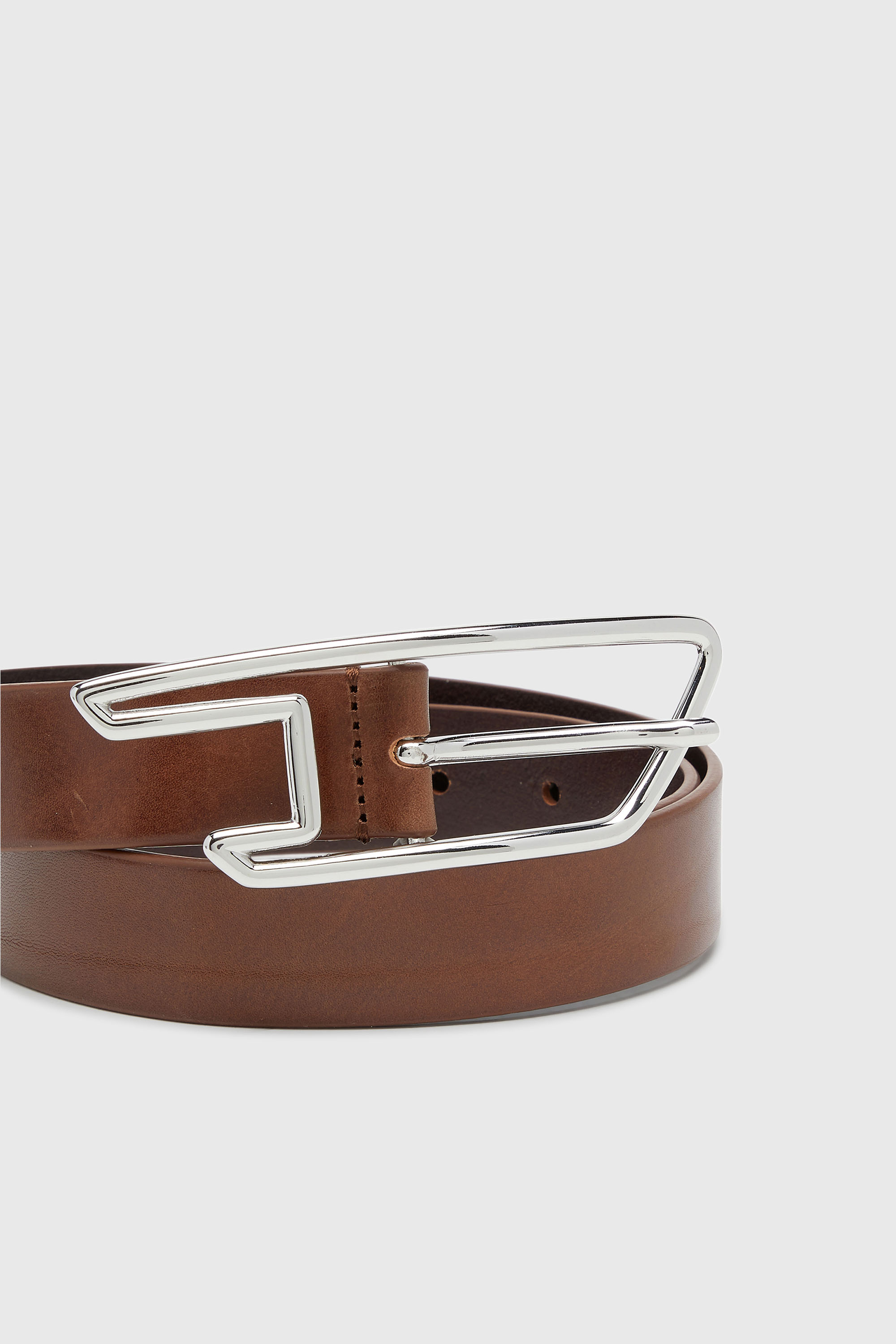 Diesel - B-D LINE W 30, Woman's 3cm belt in pull-up leather in Brown - 3