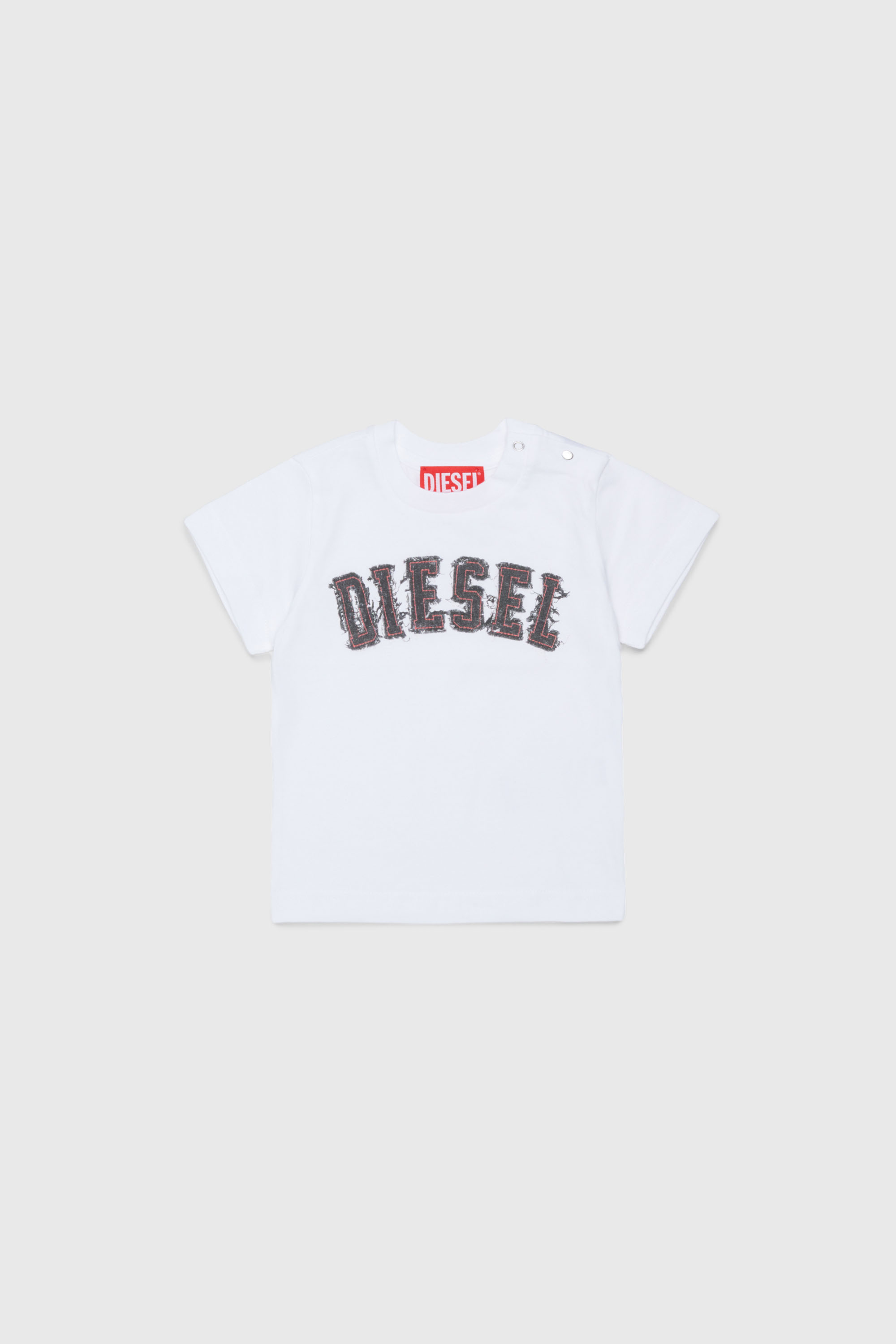 Cotton T-shirt with frayed-effect logo