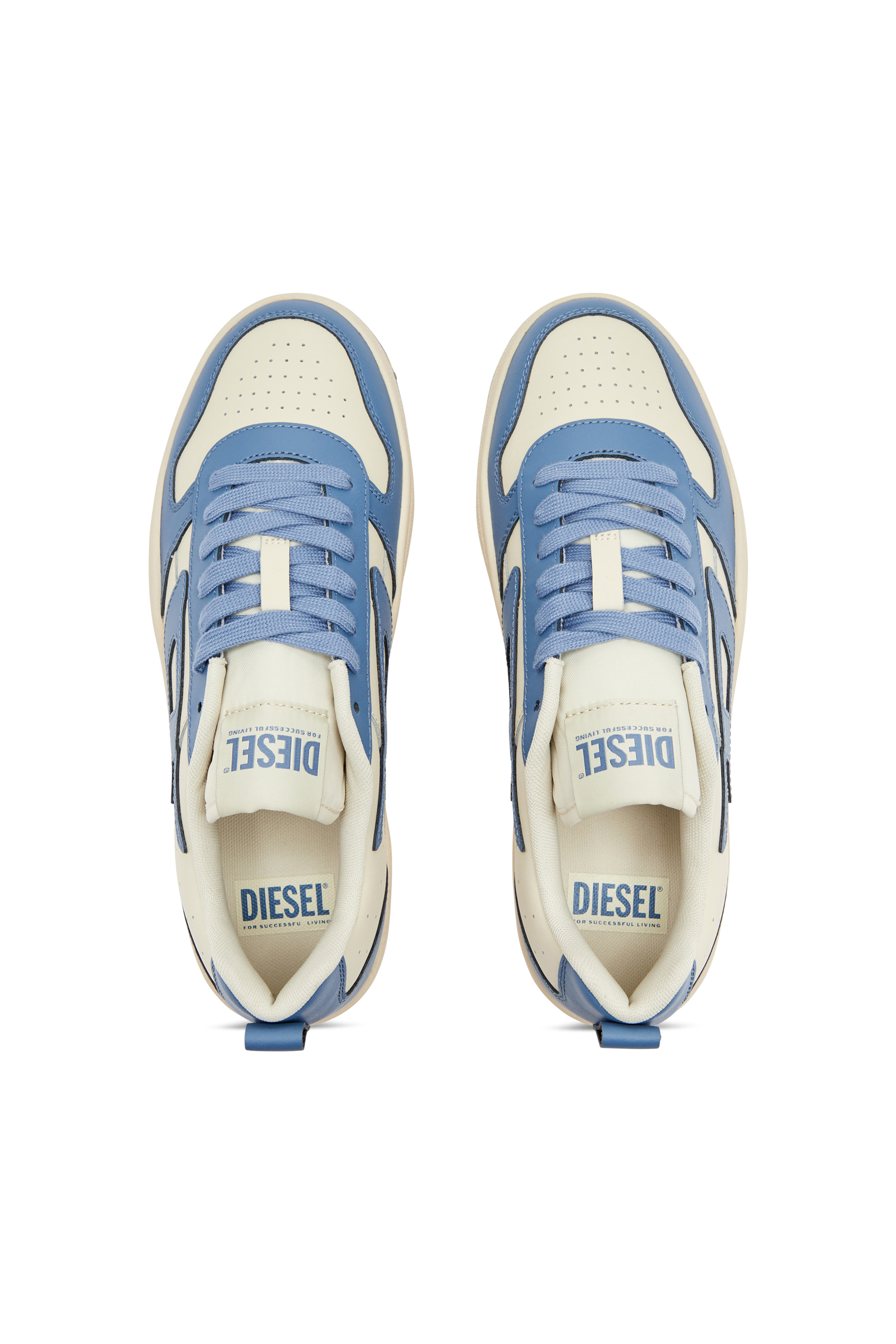 Diesel - S-UKIYO V2 LOW, Man's S-Ukiyo Low-Low-top sneakers in leather and nylon in Blue/White - 5