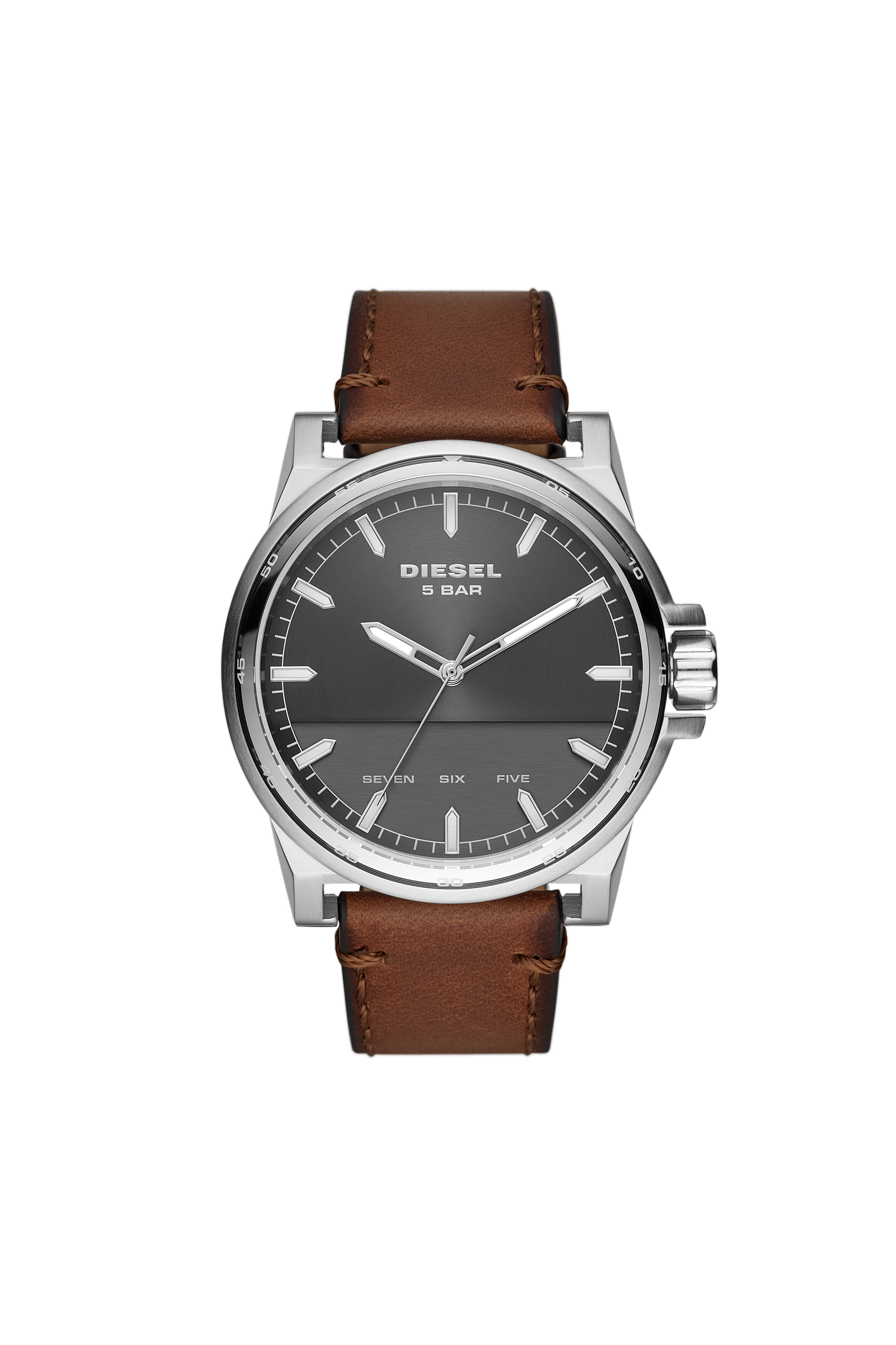 Diesel - DZ1910, Man's D-48 Three-Hand Brown Leather Watch in Brown - 1