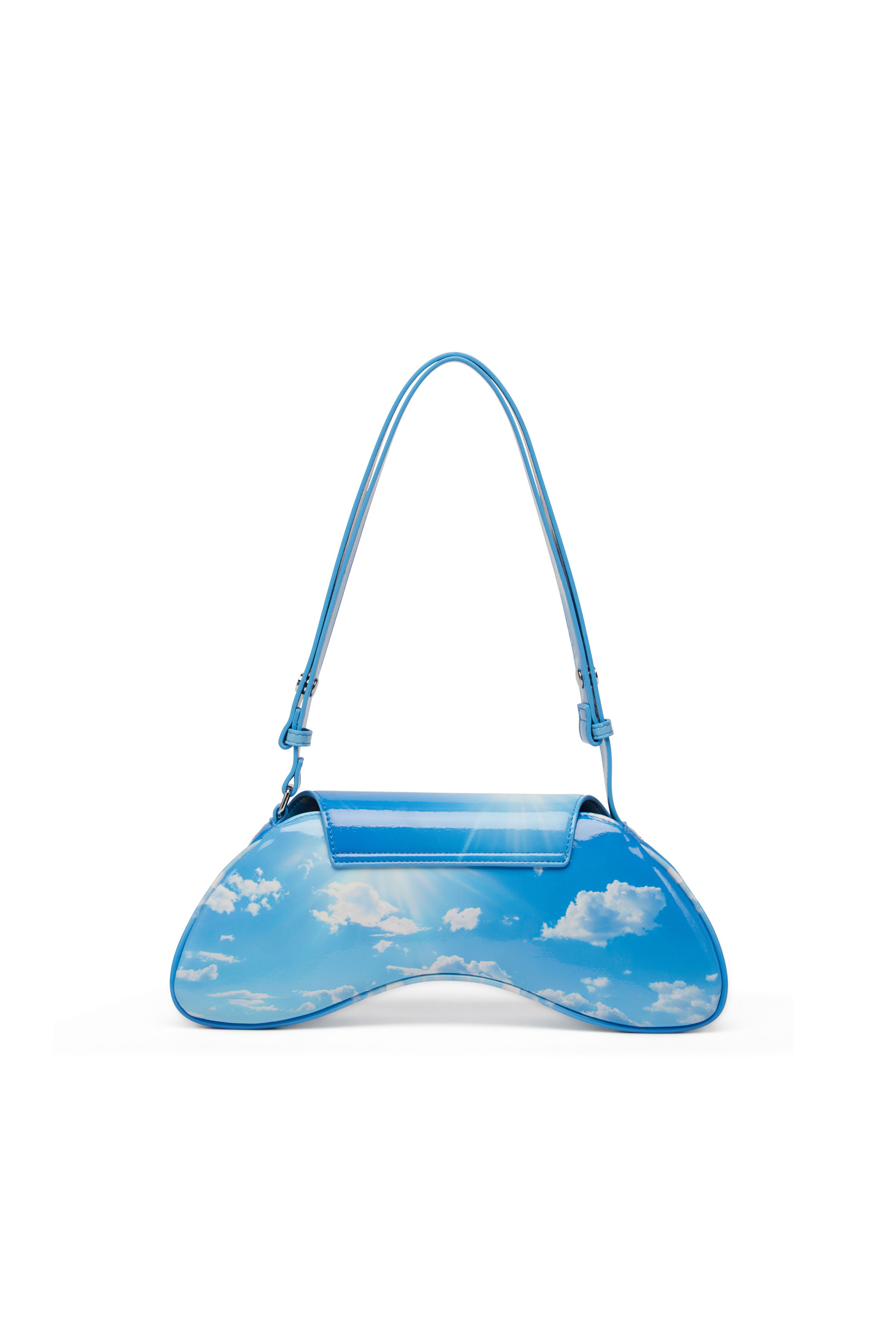 Diesel - PLAY CROSSBODY, Woman's Shoulder bag in printed glossy PU in Light Blue - 2