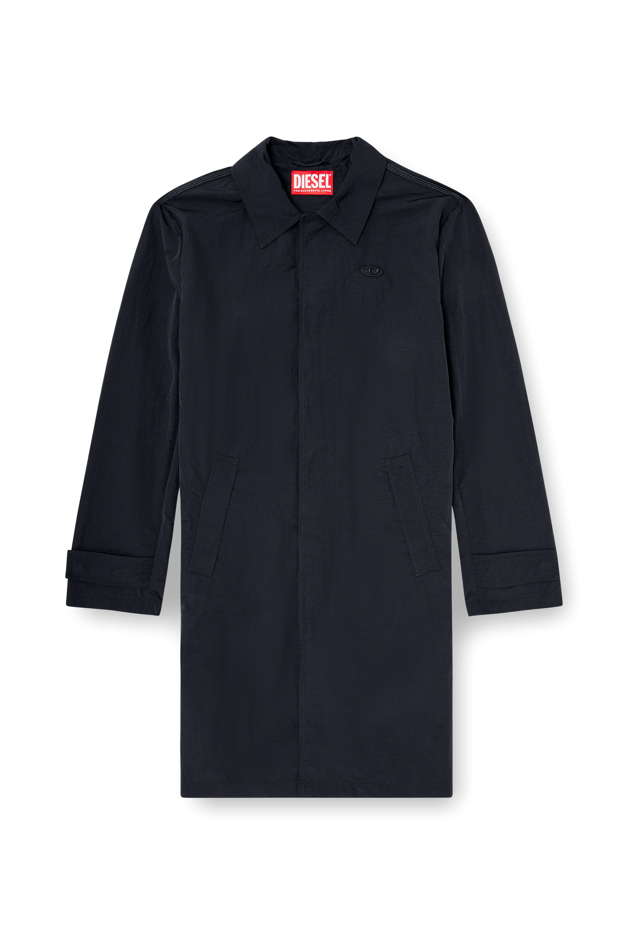 Diesel - J-BURHAT, Man's Nylon coat with shiny crinkle finish in Black - 3