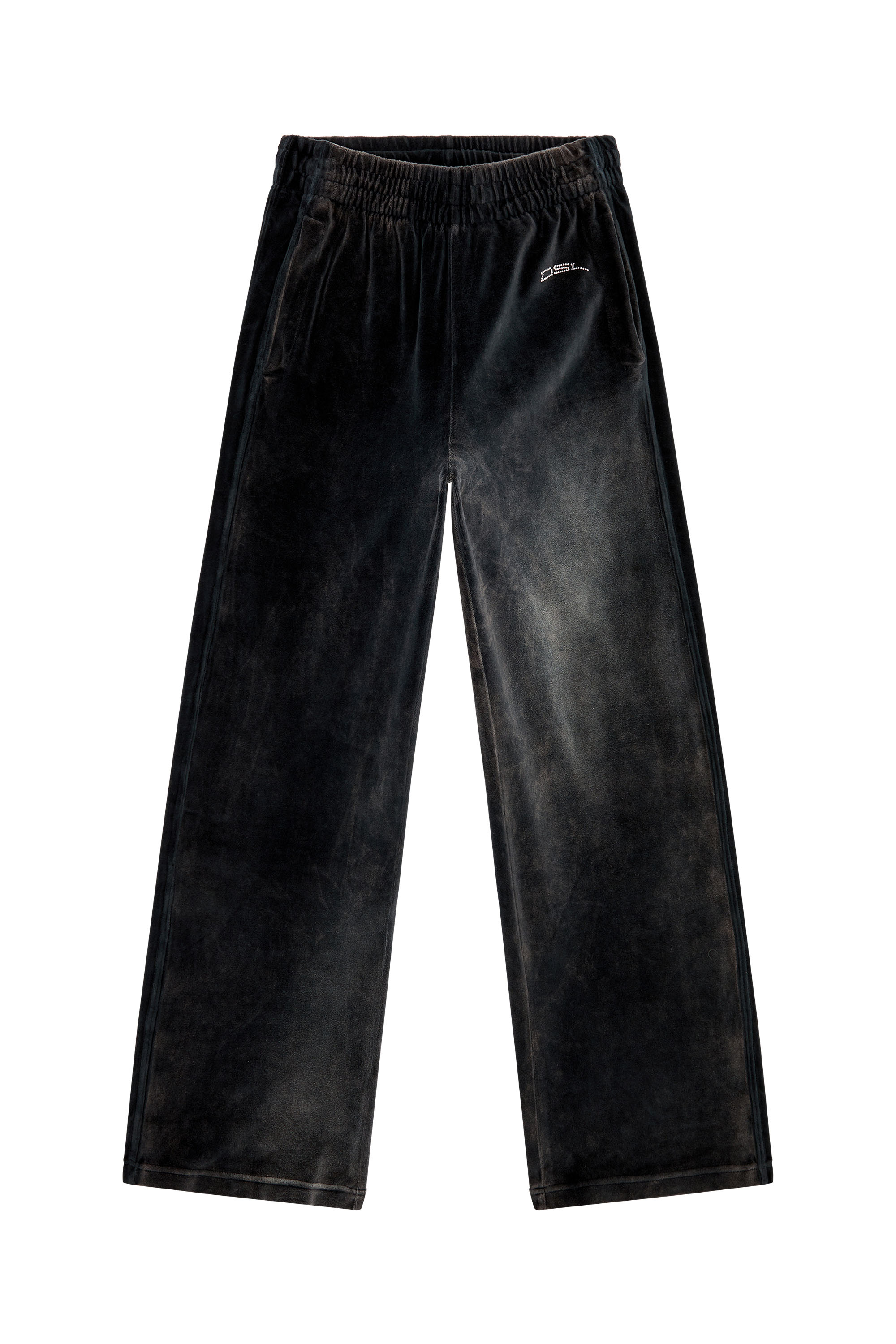 P-MARTYN, Black Diesel - P-MARTYN, Woman's Acid-wash chenille wide-leg sweatpants in Black - 2