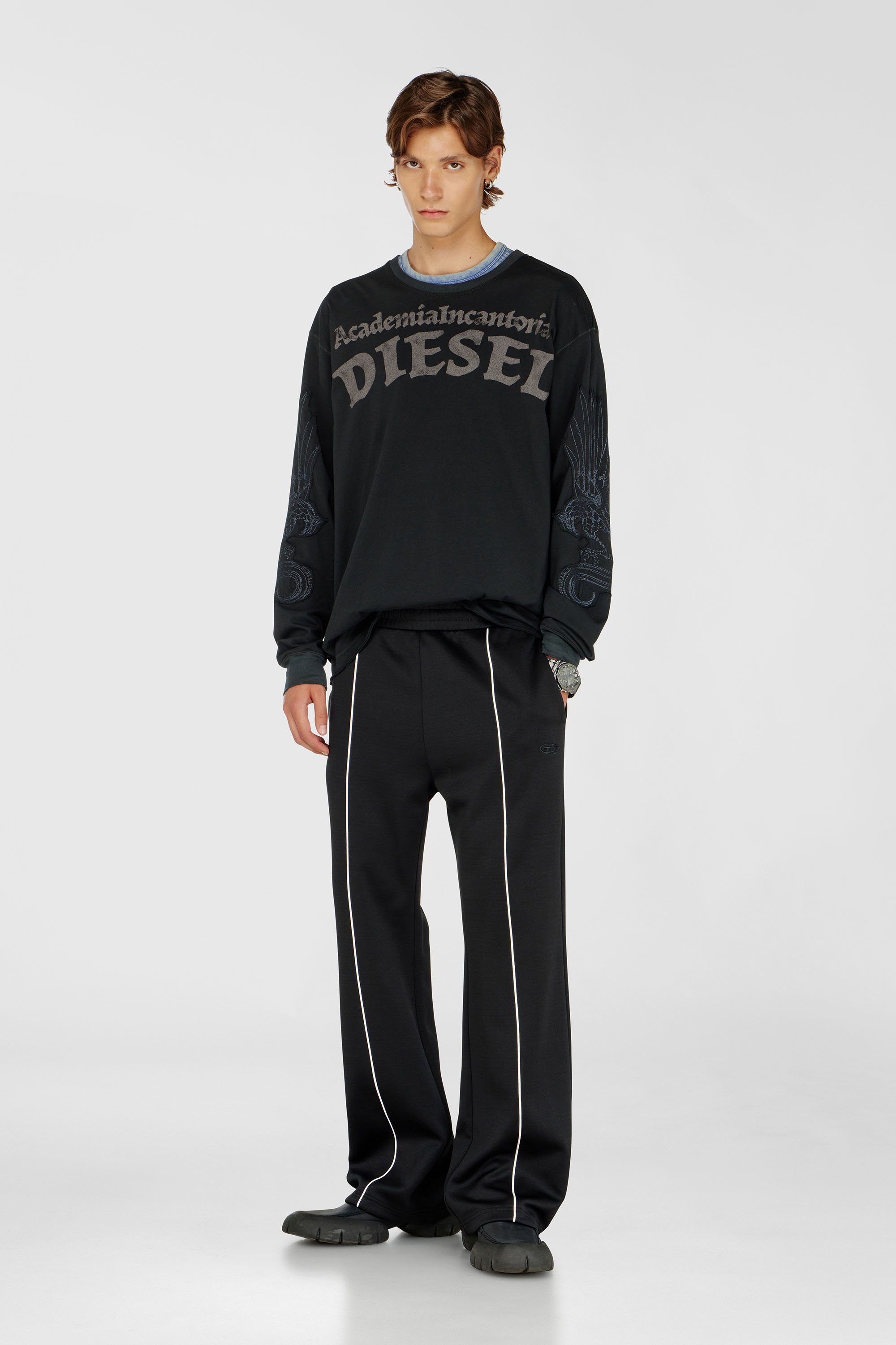 Track pants with contrast piping