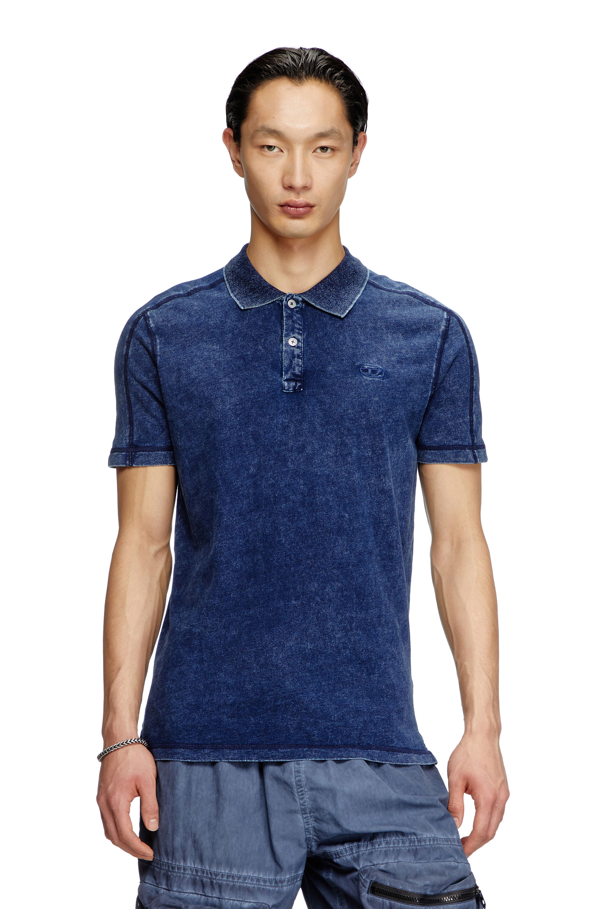 Diesel - T-SWIND-R1, Man's Denim-look polo shirt in Blue - 1