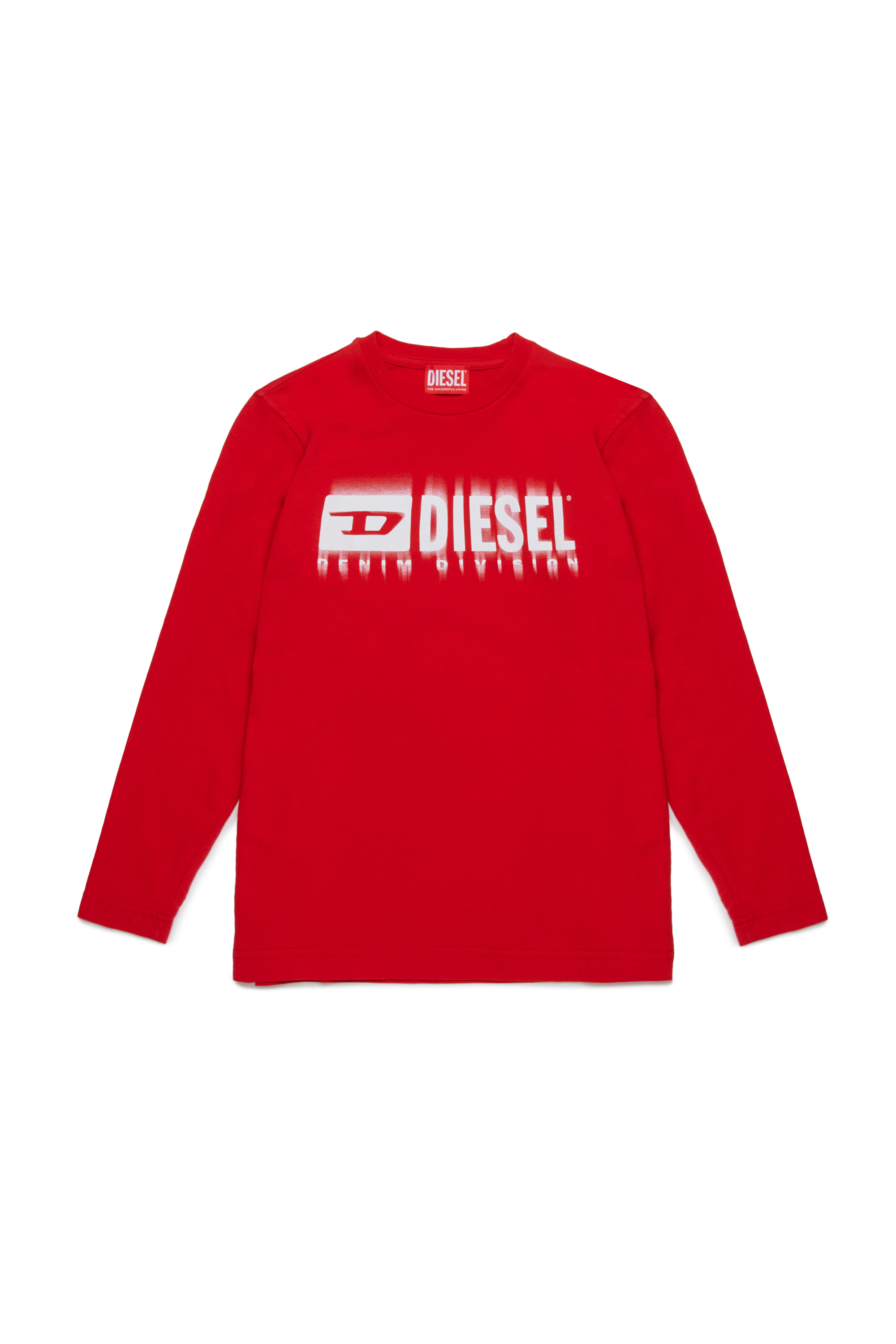 Diesel - TDIEGORL6LS, Man's Long sleeved T-shirt with smudged logo in Red - 1