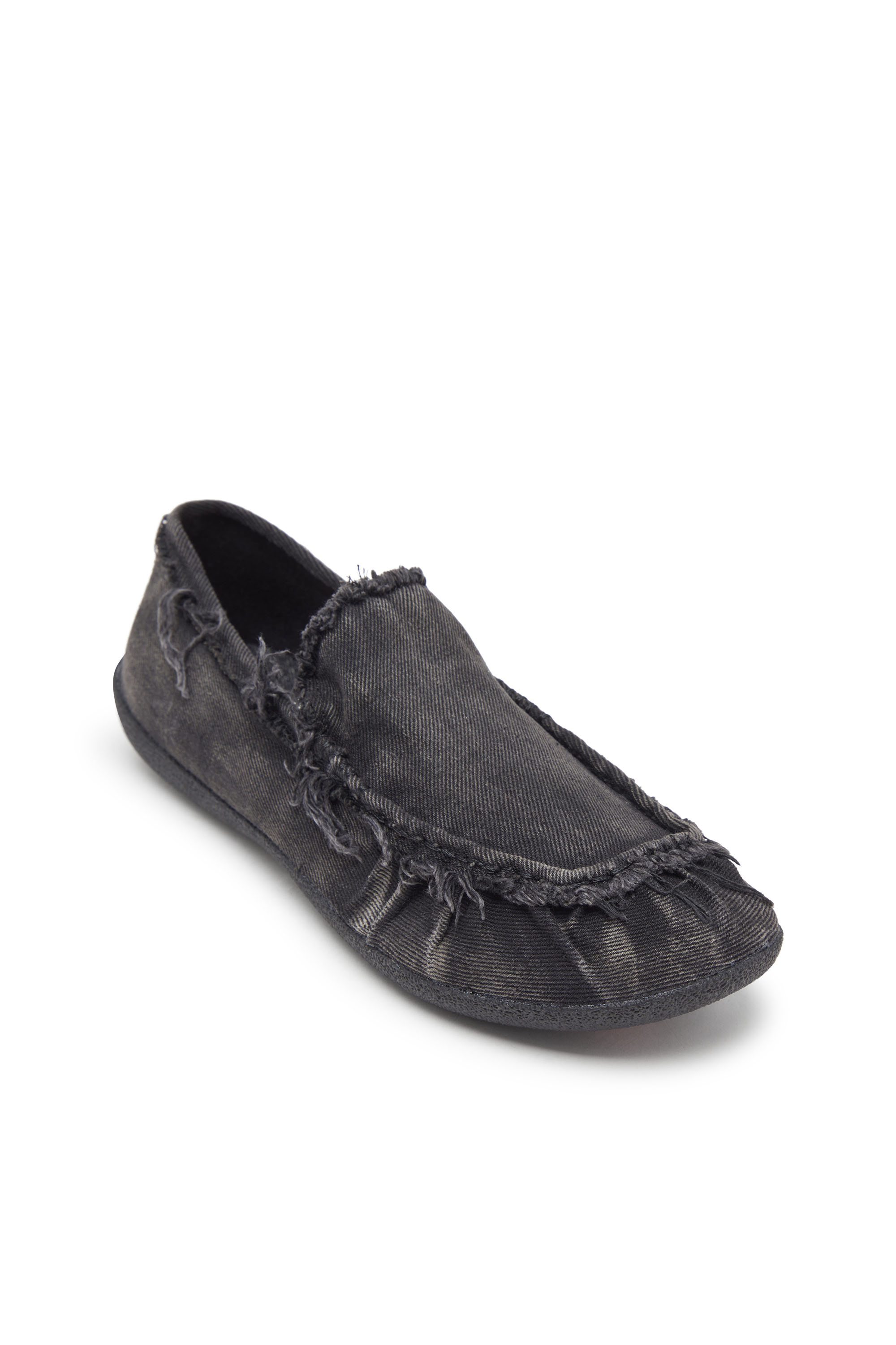 Diesel - D-SHOCK MOC, Man's D-Shock-Distressed denim loafers in Black - 6