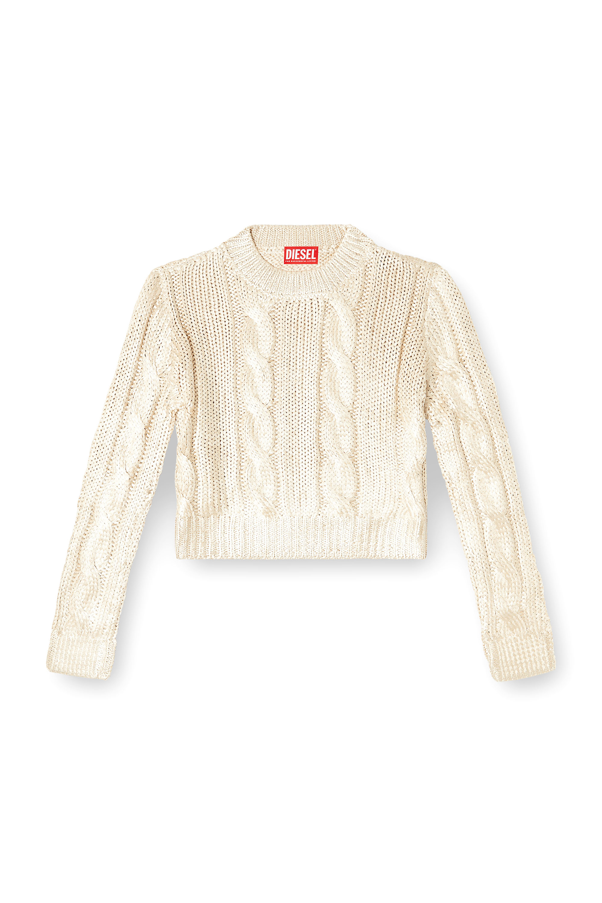 Diesel - M-MICCHA, Woman's Cable-knit jumper with shiny effect in null - 3