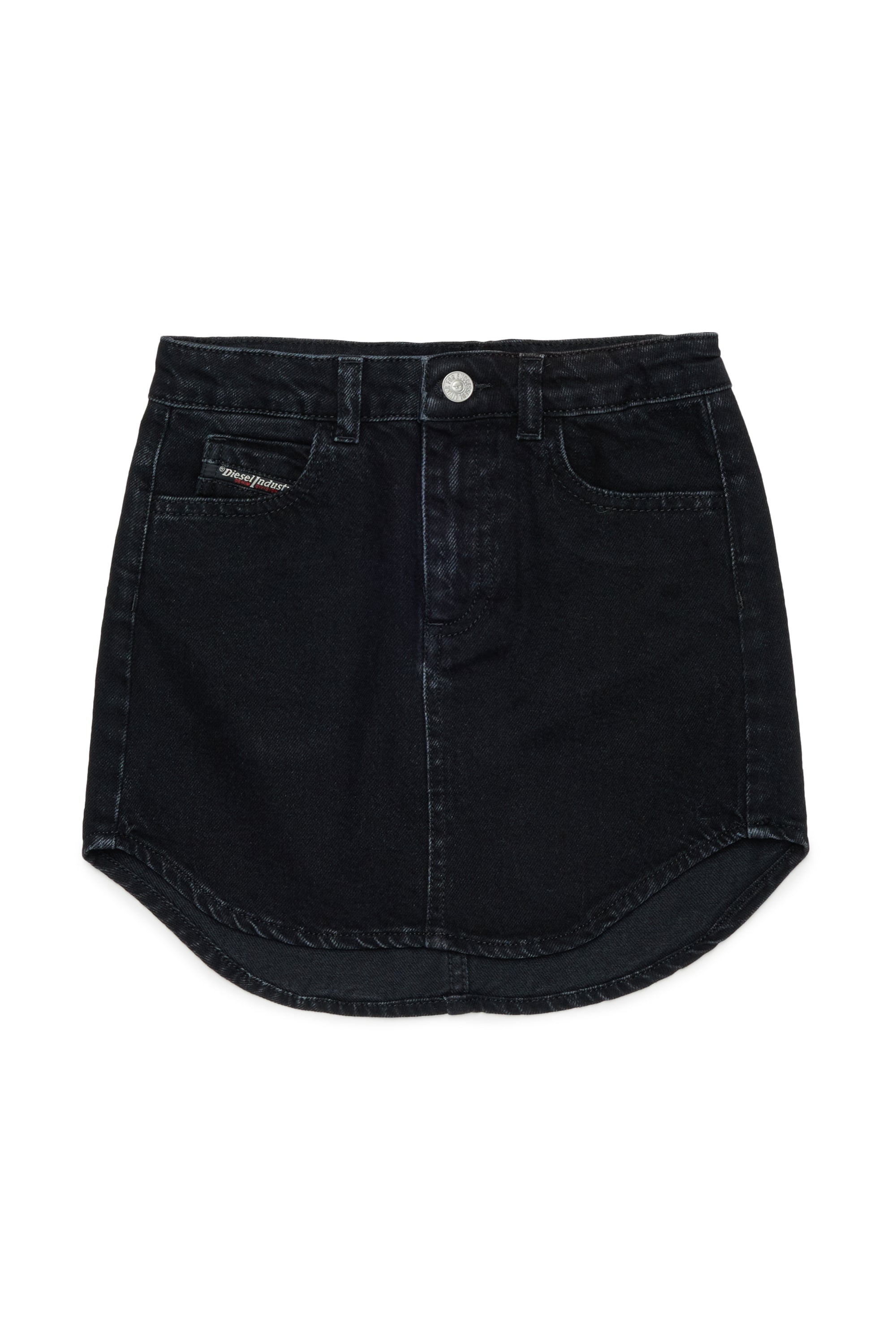 Diesel - GEARD, Woman's Denim mini skirt with curved hem in Black/Dark grey - 1