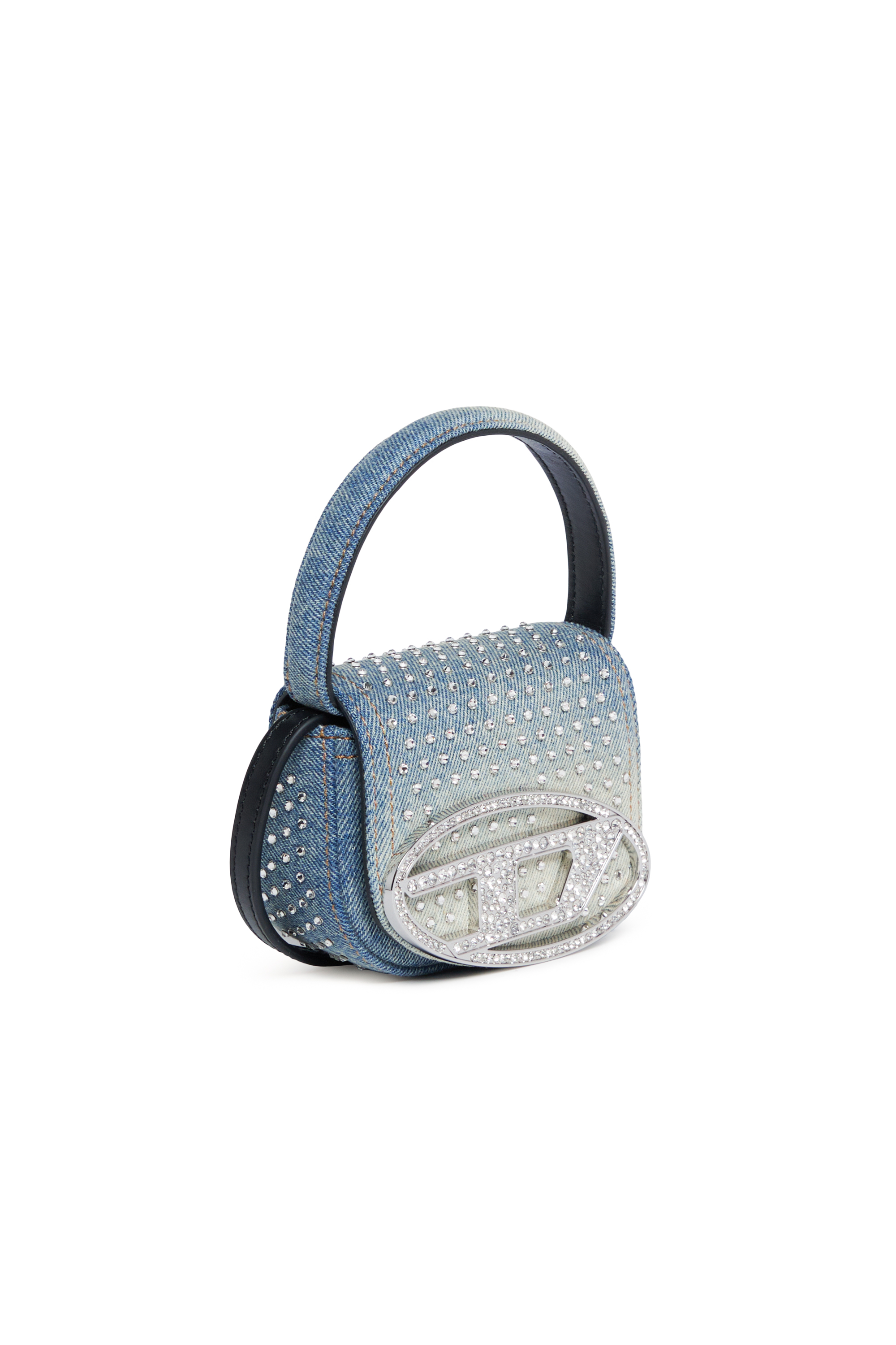 Diesel - 1DR XS, Woman's Iconic mini bag in denim and crystals in Blue - 3