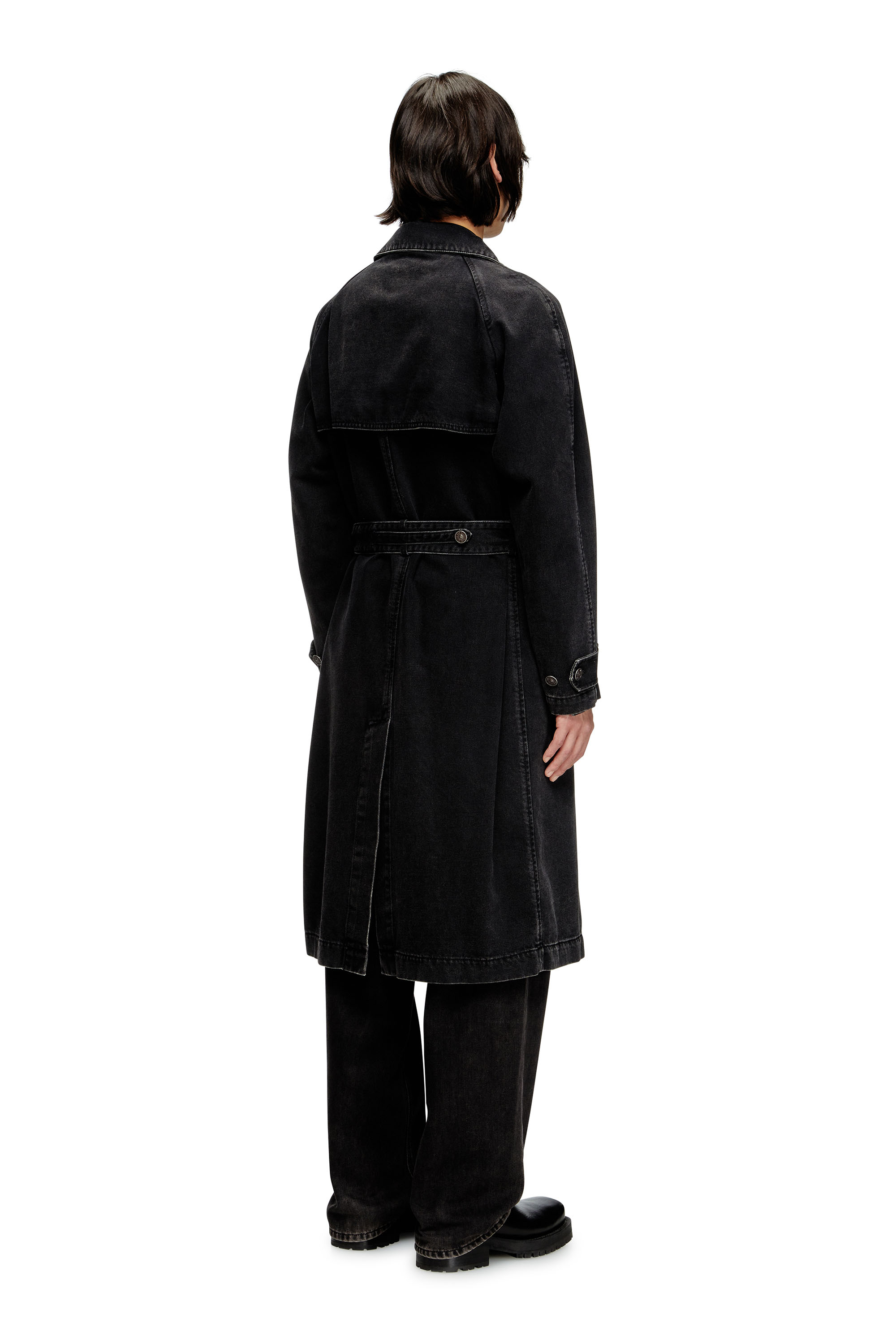 Diesel - D-DELIRIOUS-D, Man's Trench coat in clean-wash denim in Black - 4