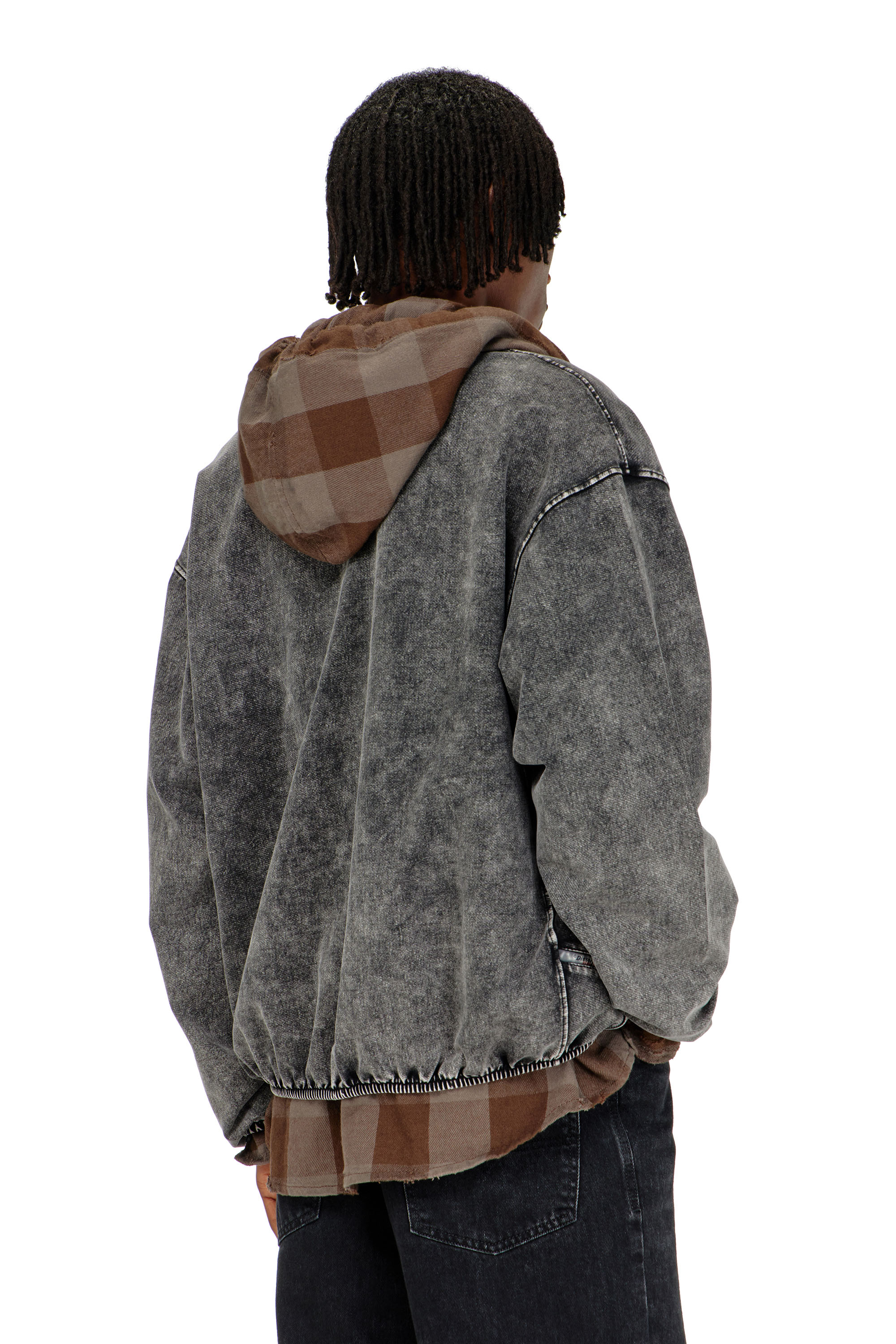 Diesel - S-CORSY, Man's Sweat jacket with denim effect in Grey - 4