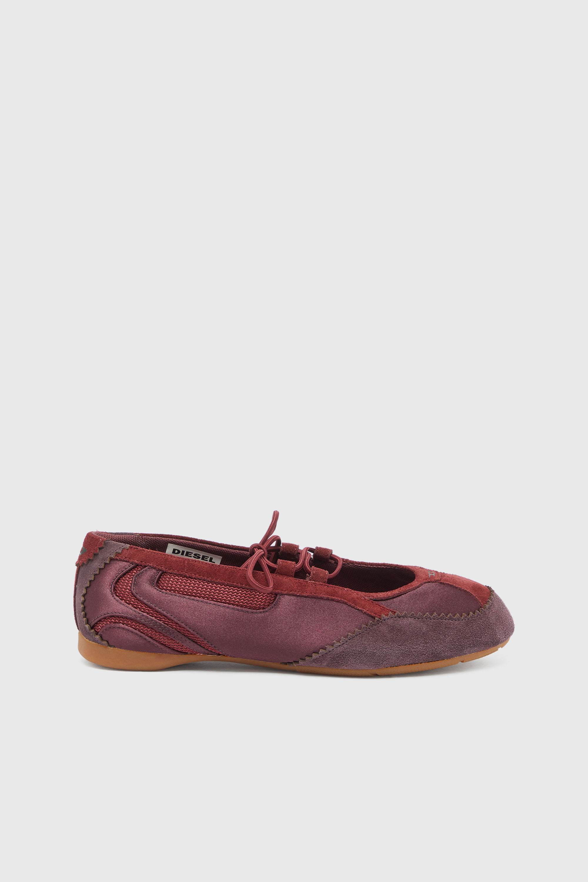 D-Mile - Lace-up ballerina flats in leather and mesh