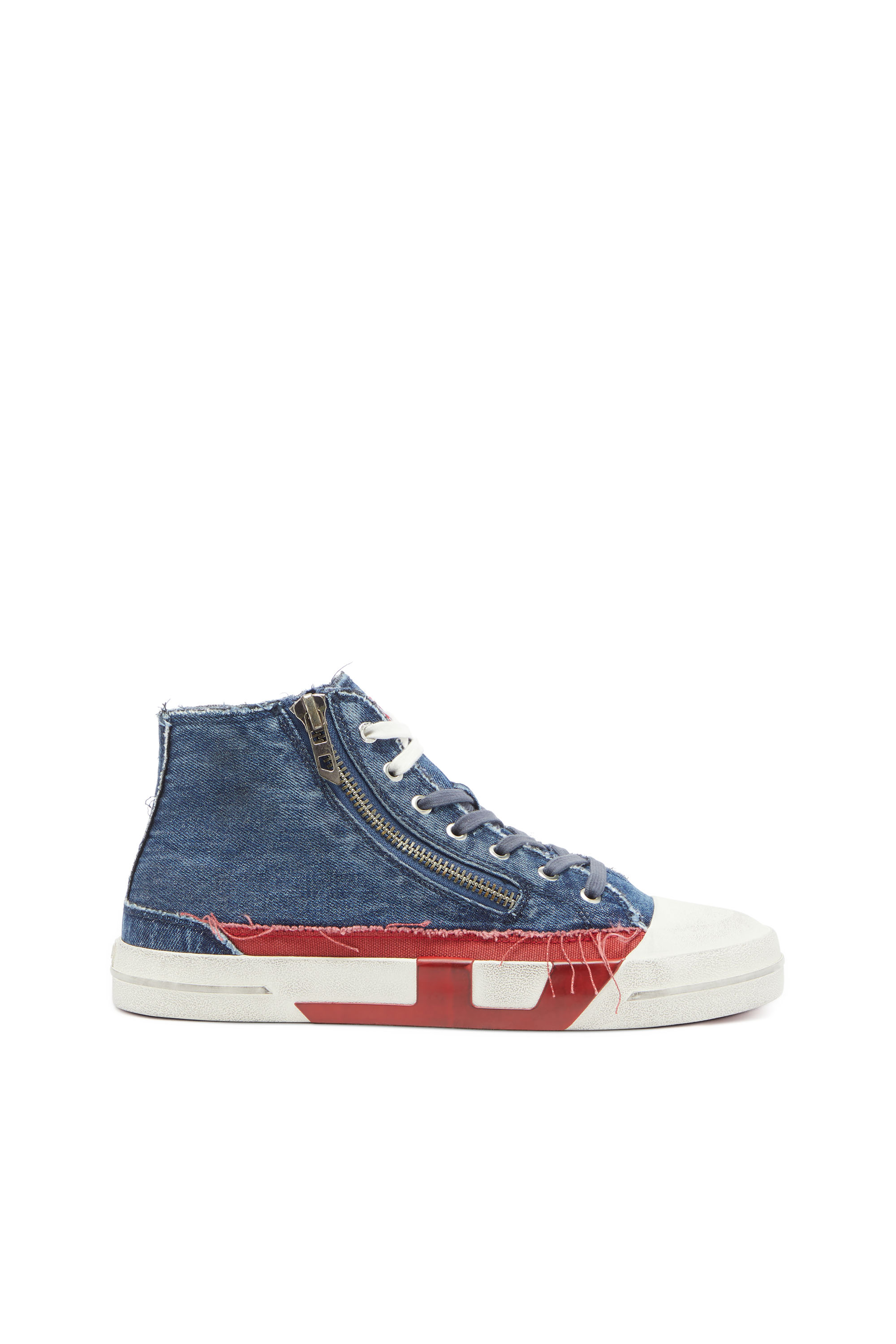 Diesel - S-D-VERSE ZIP MID II, Man's S-D-Verse -  Denim sneakers with D logo in Medium blue - 1