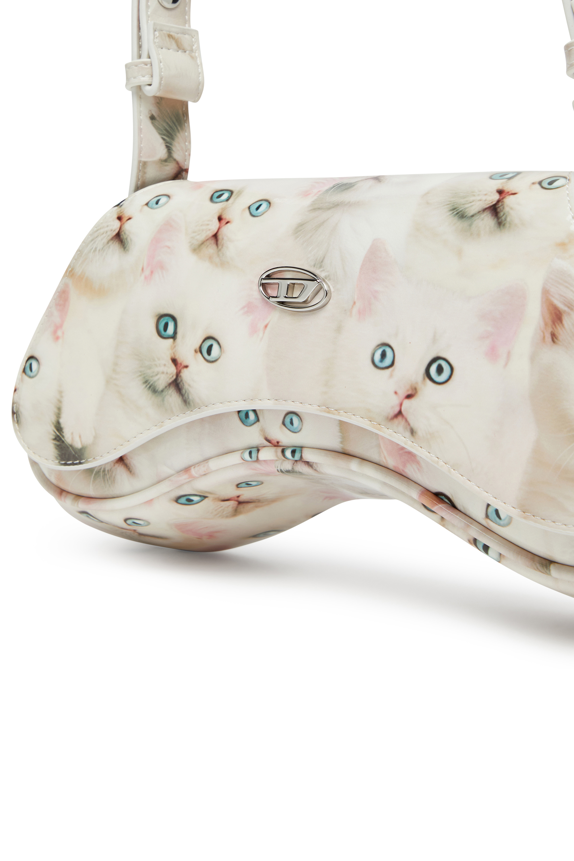 Diesel - PLAY CROSSBODY, Woman's Play-Shoulder bag in printed glossy PU in White - 5