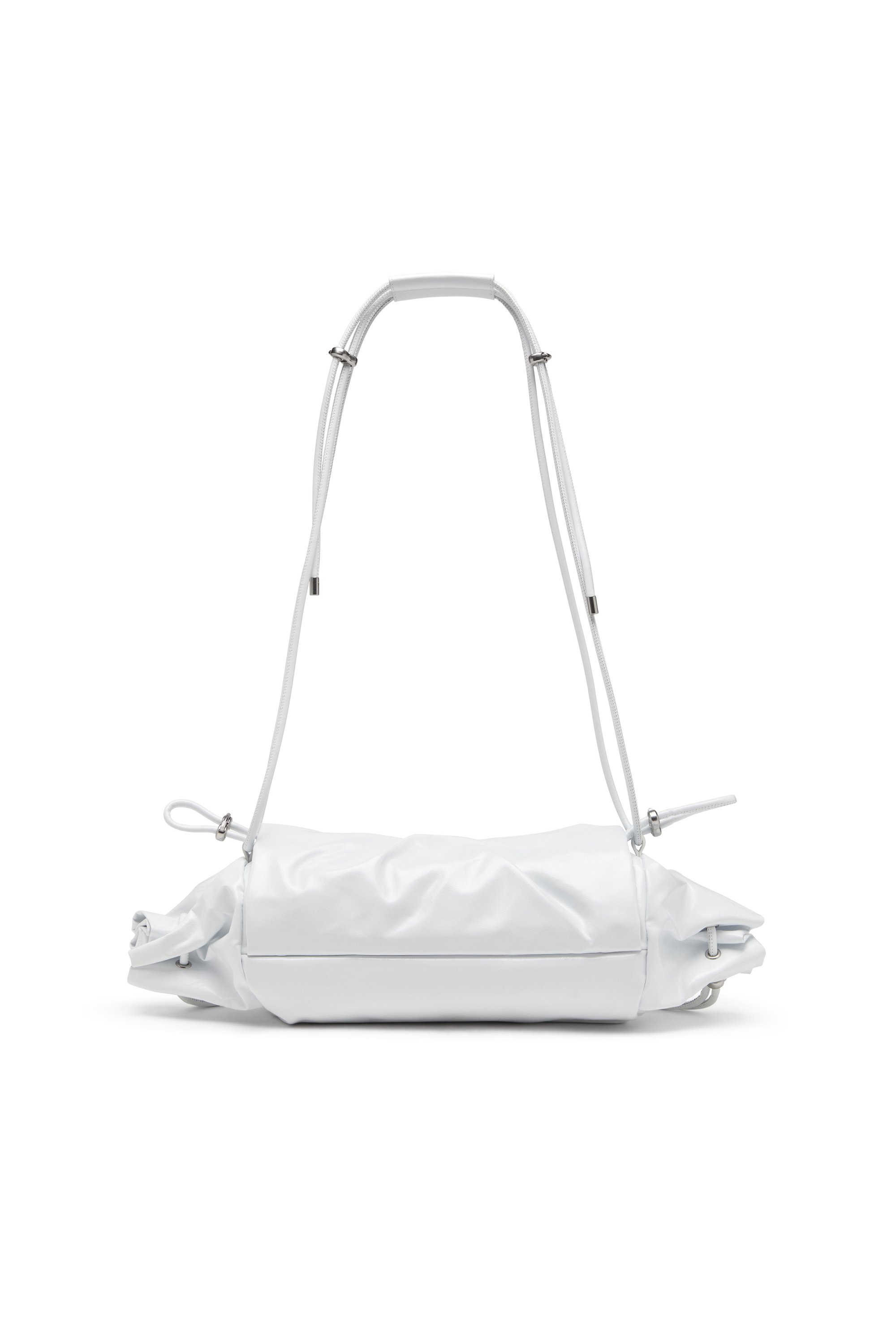 Diesel - SCRUNCH-D SHOULDER M, Woman's Scrunch-D M-Shoulder bag in shiny leather in White - 2