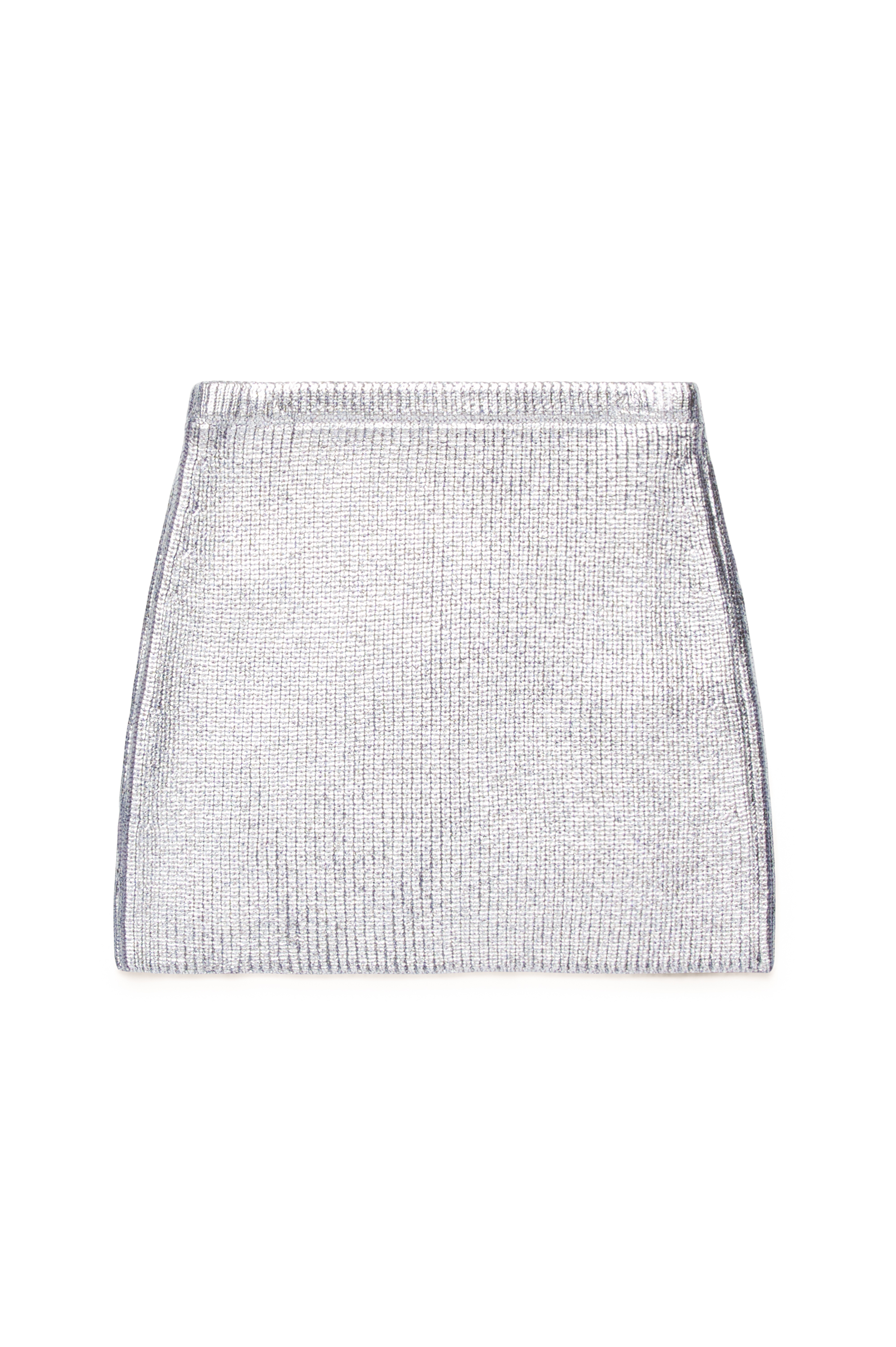 Diesel - GSILV, Woman Metallic mini skirt in coated knit in Silver - Image 2
