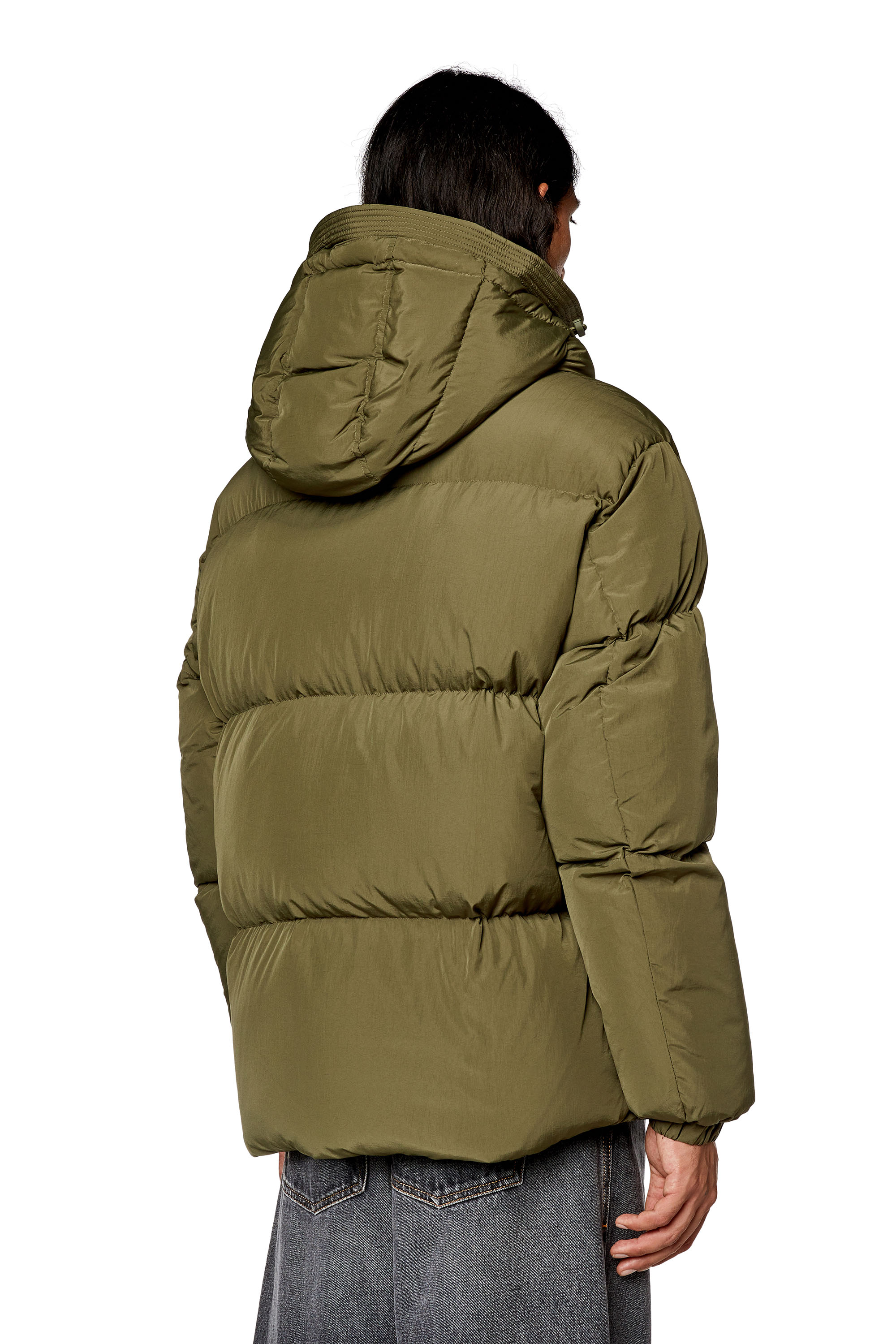 Diesel - W-ROLFYS, Man's Down jacket in recycled nylon taslan in Olive Green - 4