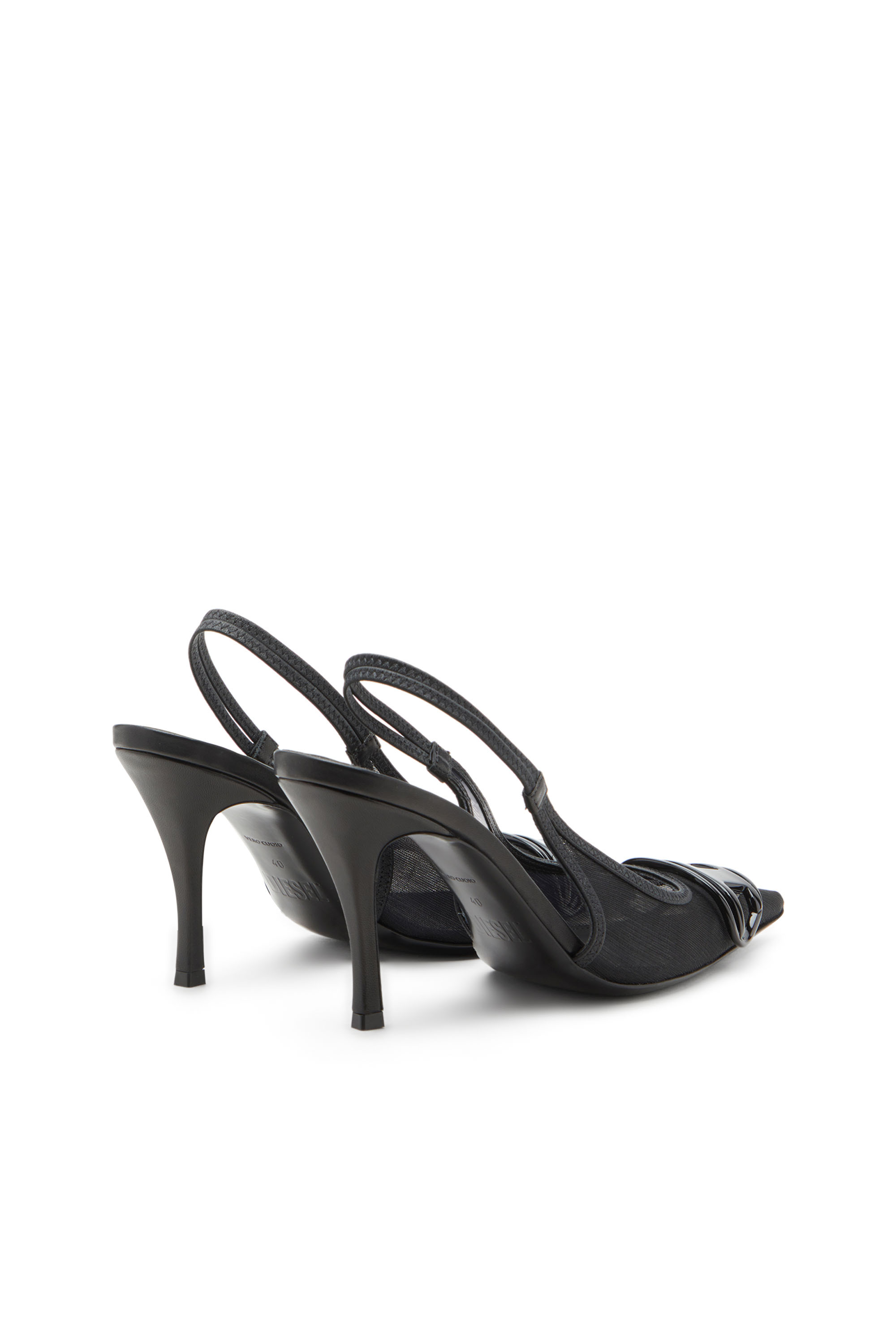 Diesel - D-VENUS SB, Woman's Slingback pumps in leather-trimmed mesh in Black - 3