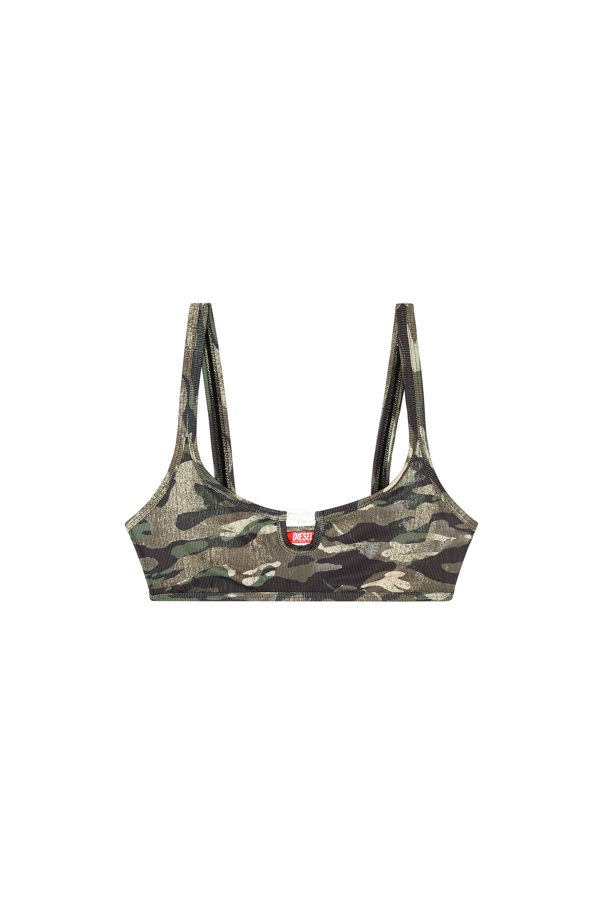 Diesel - BFB-UT-BRA-TOP, Woman's Ribbed bralette with camo print in Green Camouflage - 3