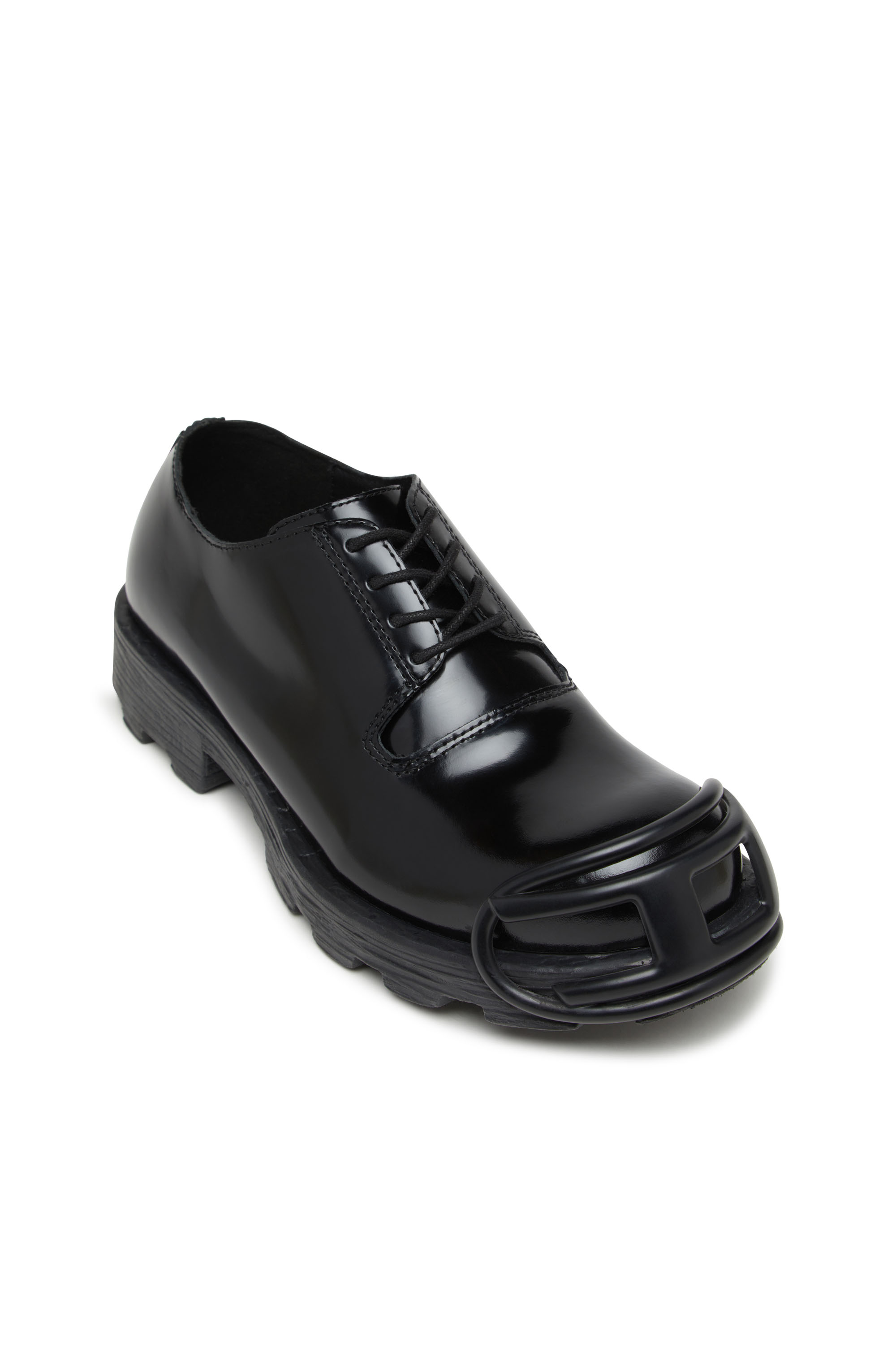 Diesel - D-HAMMER SO D, Man's D-Hammer-Leather lace-up shoes with oval D toe cap in Opaque Black - 6