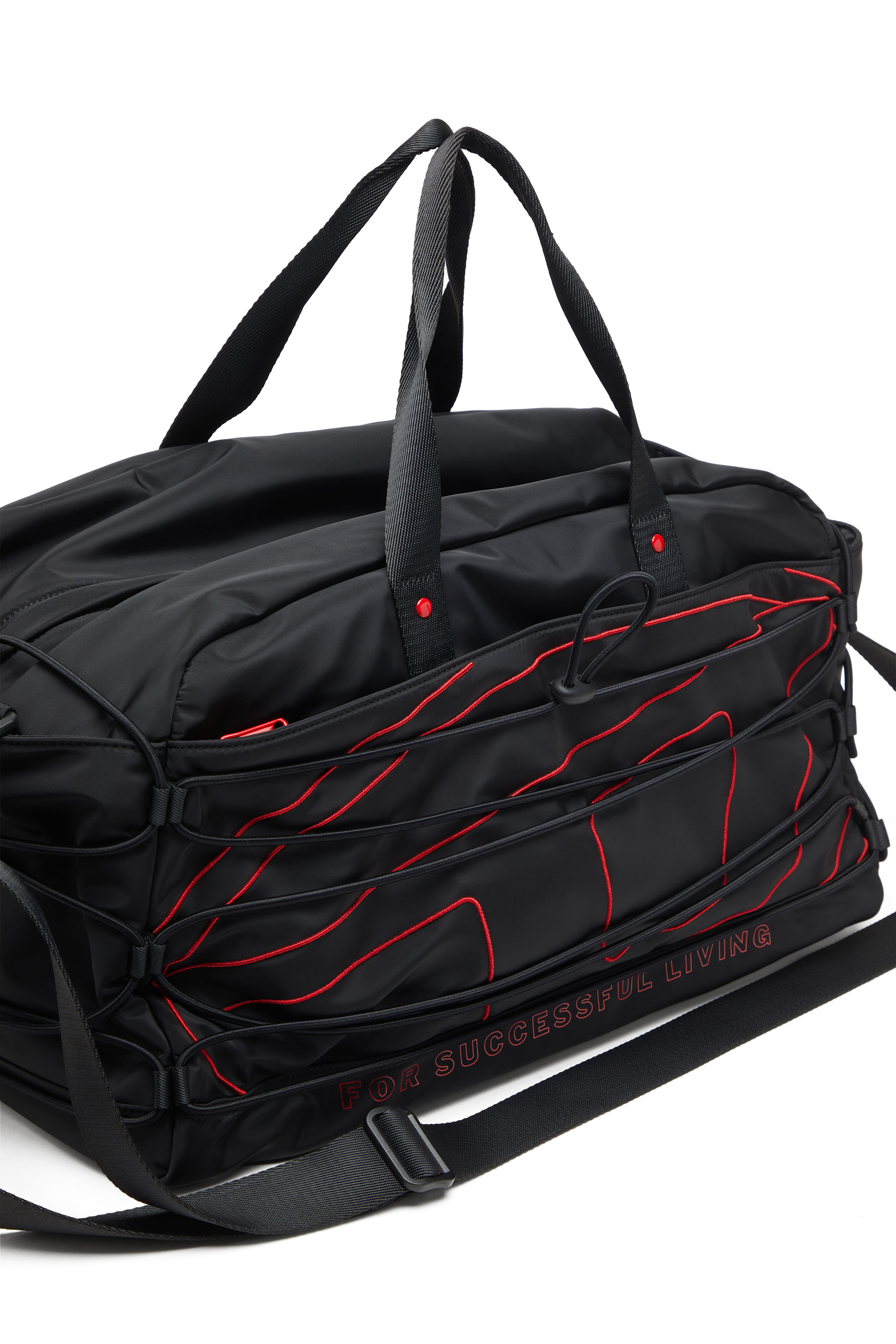 Diesel - TECH-D DUFFLE X, Unisex's Tech-D-Nylon duffle bag with Oval D embroidery in Black - 5
