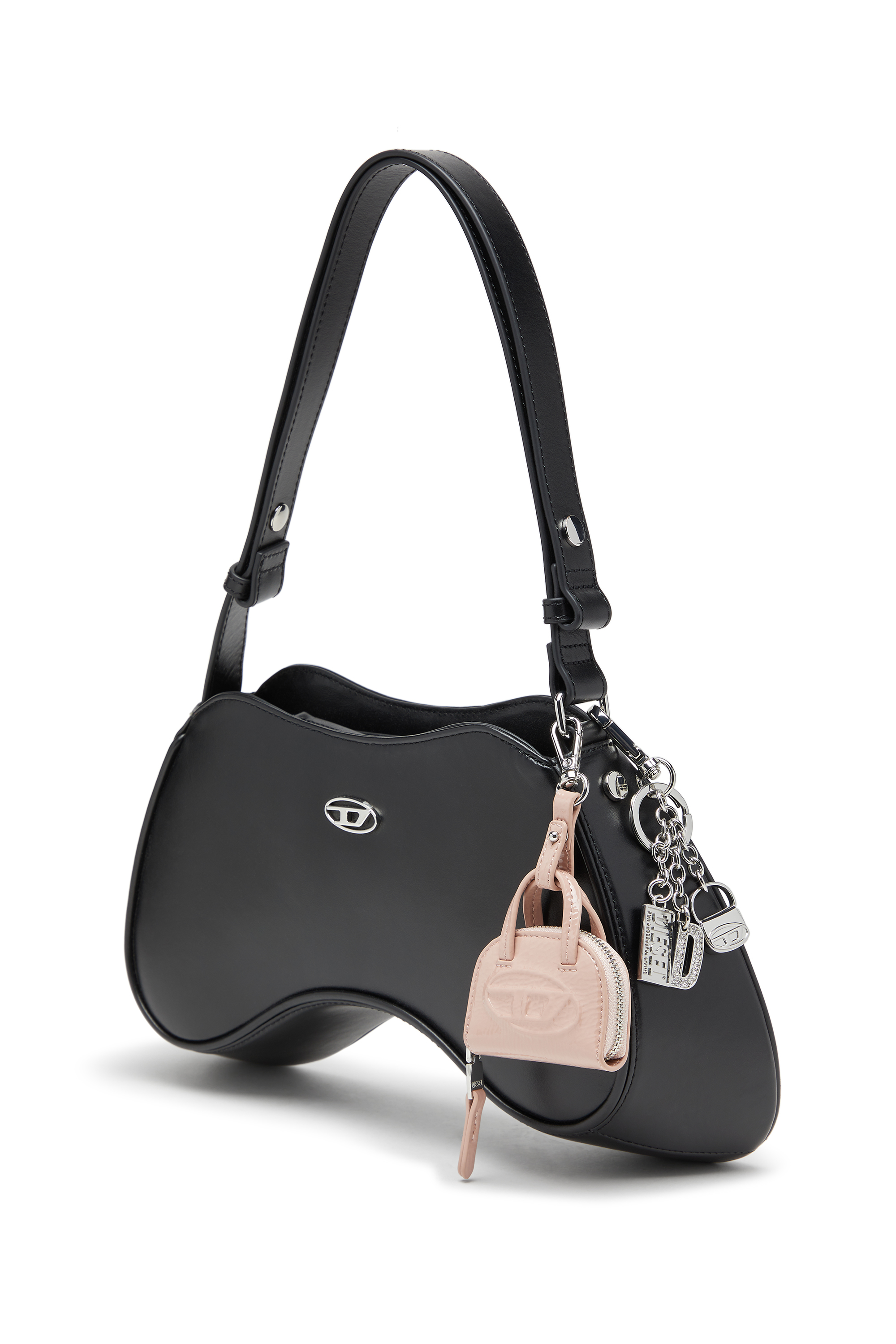 Diesel - PLAY SHOULDER, Woman's Play-Semi gloss leather shoulder bag in Black - 2