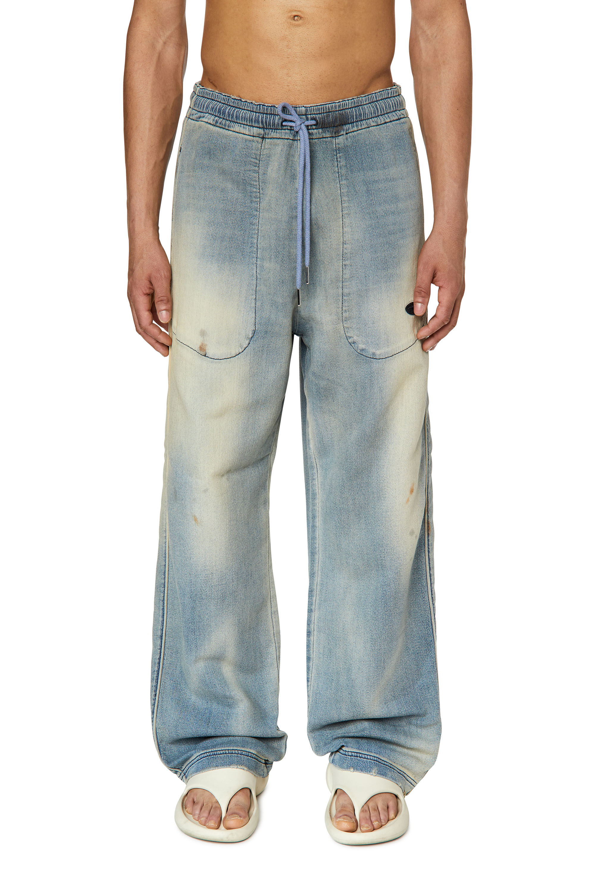 Diesel - D-Martians Track Denim 09G48 Straight, Light Blue - Image 1