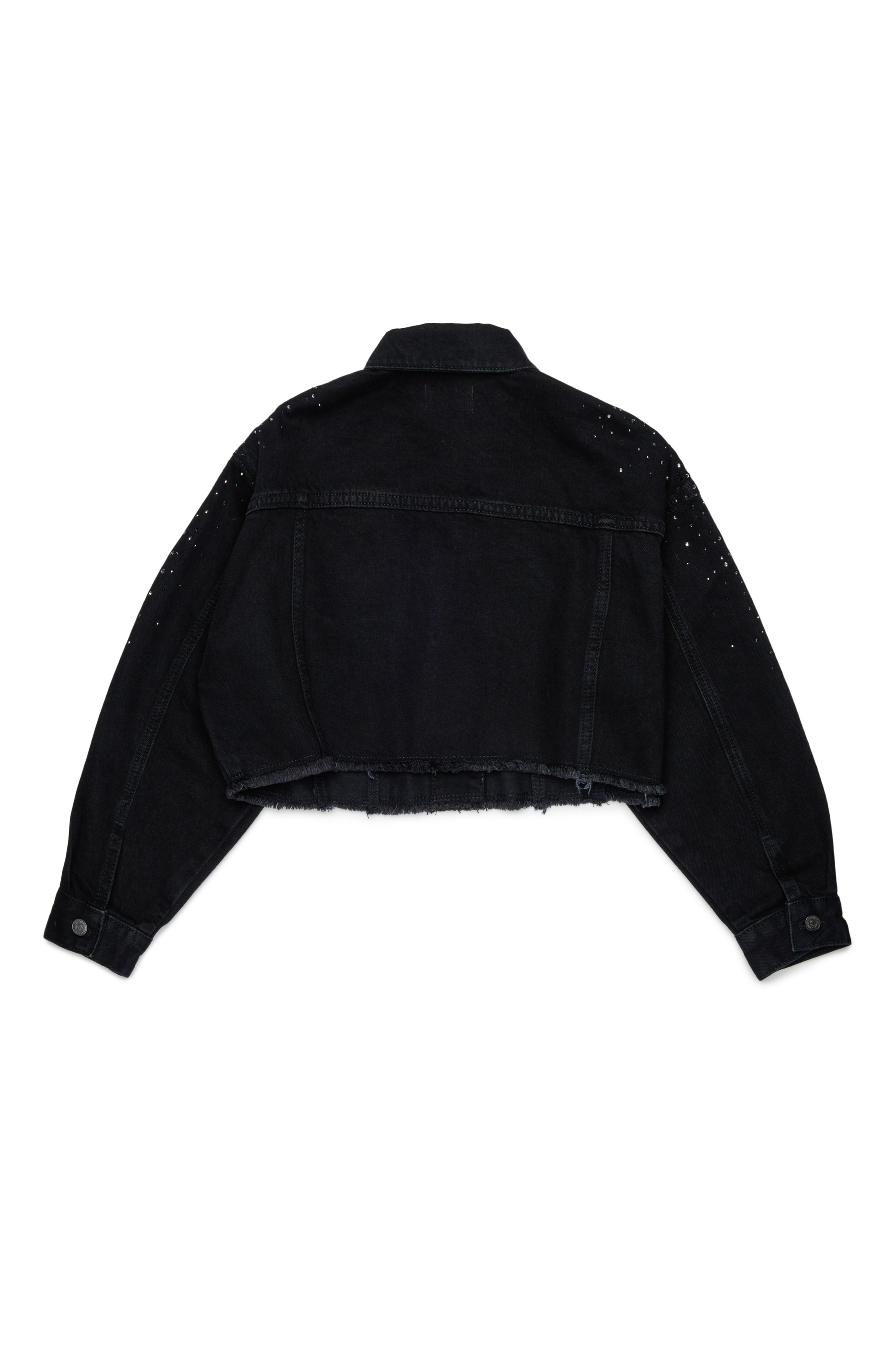 Diesel - JILBY, Woman's Cropped embellished trucker jacket in Black/Dark grey - 2