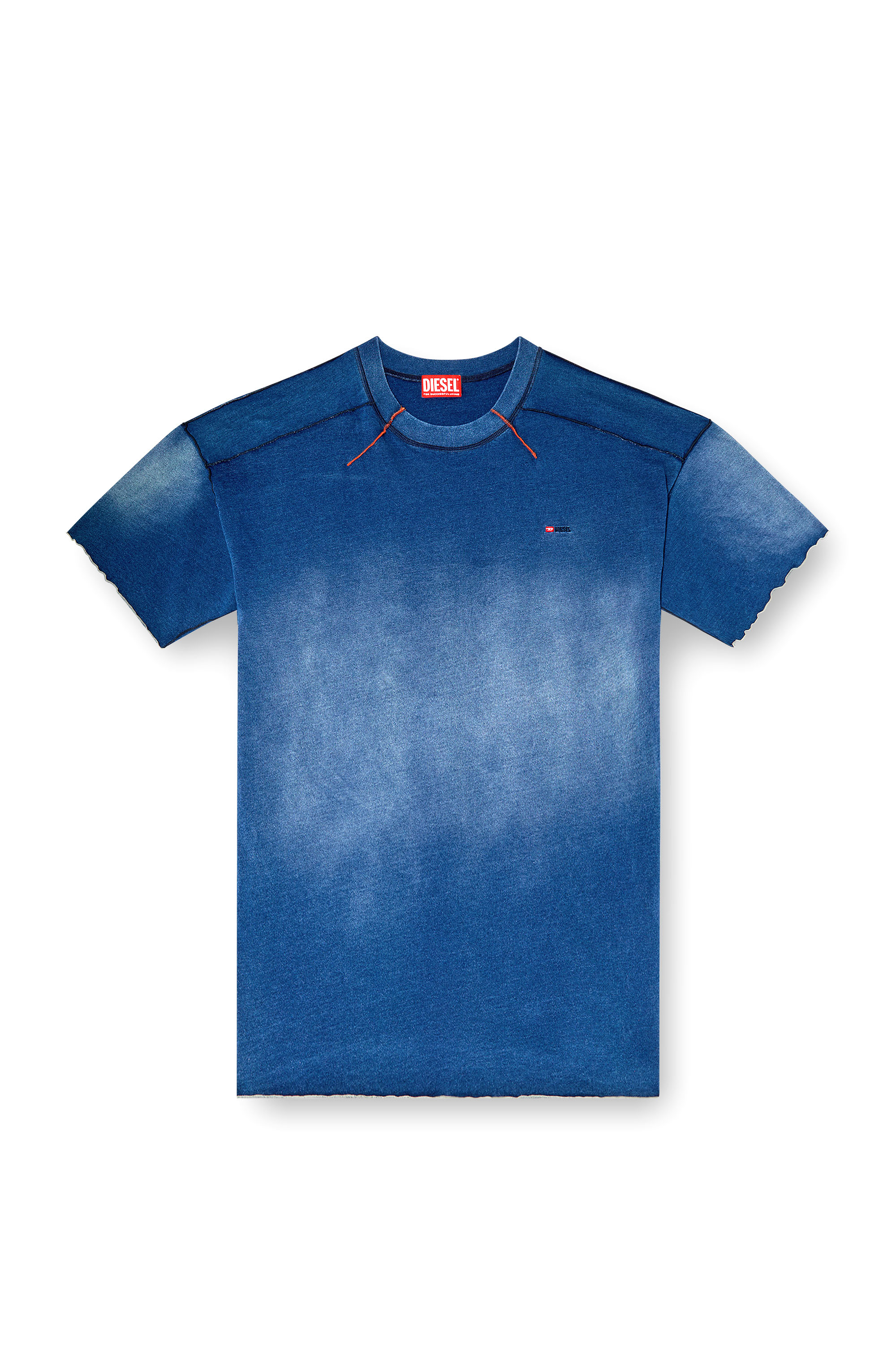 Diesel - T-CRAO-BOXT, Man's Faded T-shirt with micro logo in Blue - 3