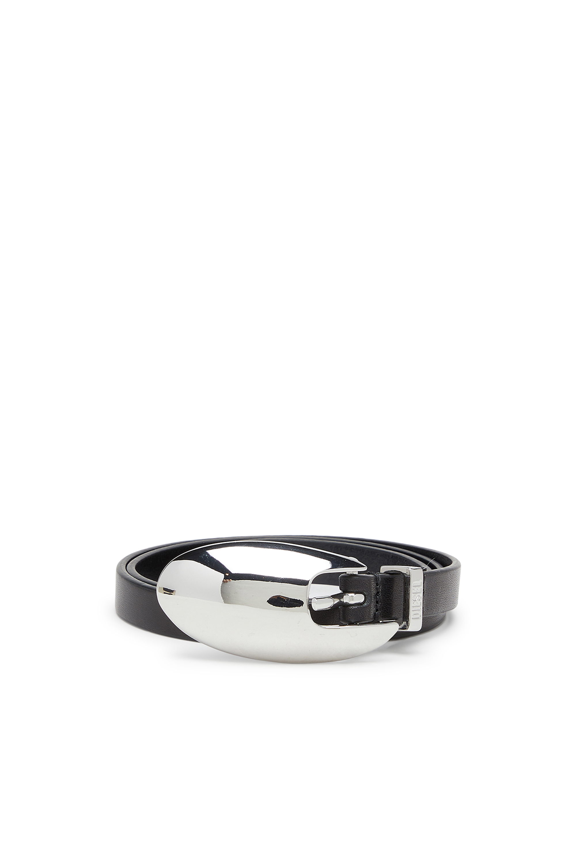 Diesel - B-ROP 15, Woman's 1.5cm leather belt with sculptural buckle in Black - 1