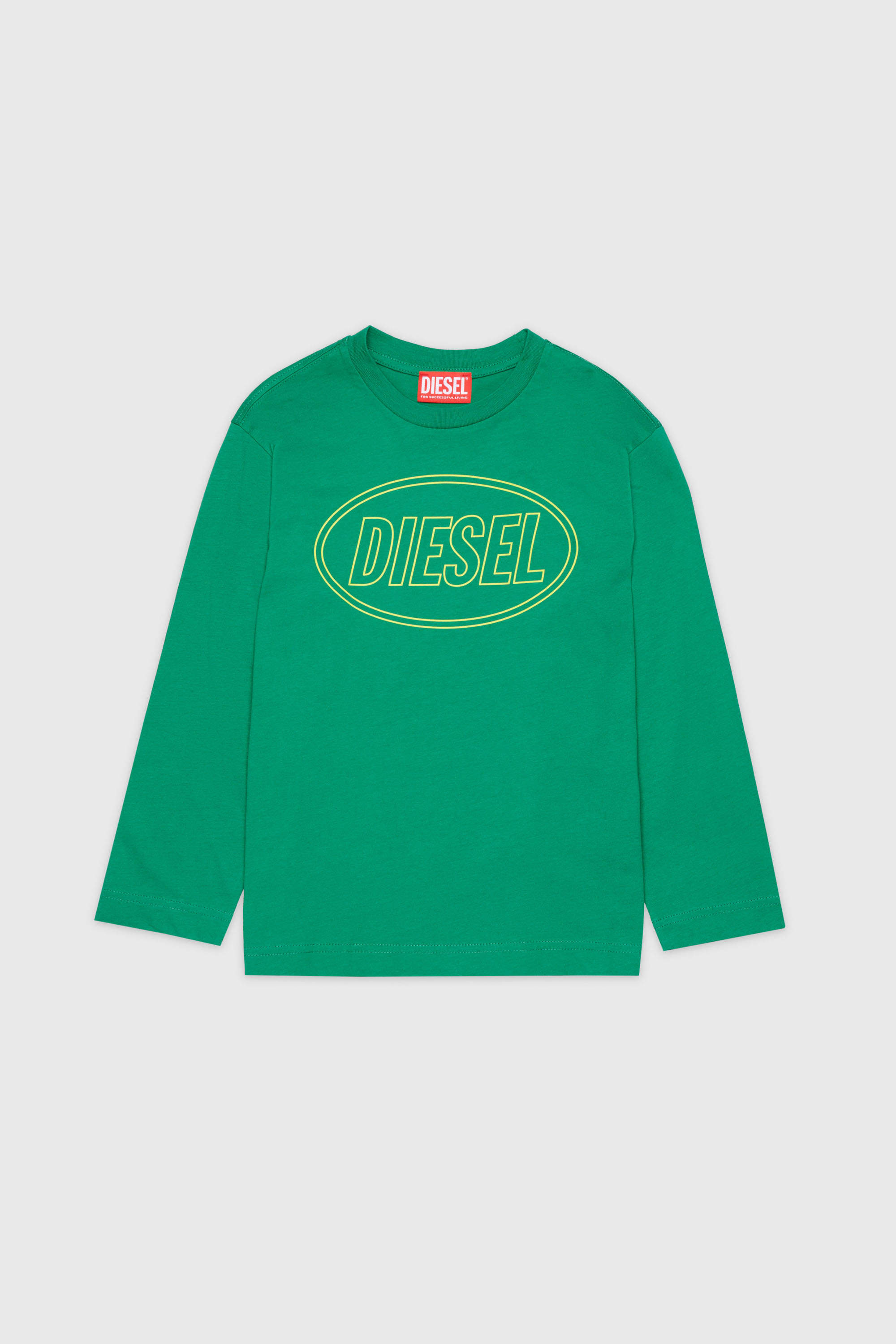 Diesel - TCIRCLELS OVER, Man's Long-sleeve T-shirt with Oval D logo in Green - 1