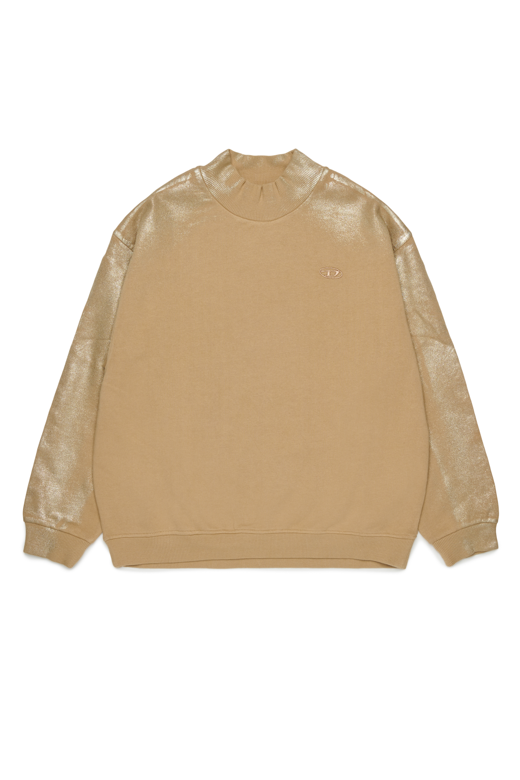 Diesel - SFALEXNS1, Woman's Sweatshirt with metallic-effect sleeves in Brown - 1
