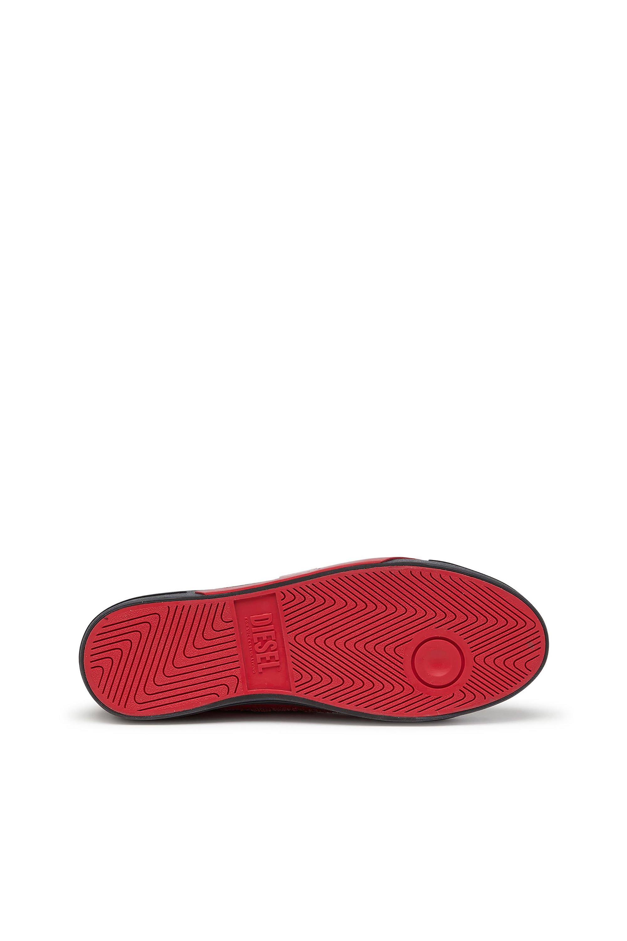 Diesel - S-D-VERSE MID II, Man's S-D-Verse-Distressed high-top sneakers in canvas in Black/Red - 4