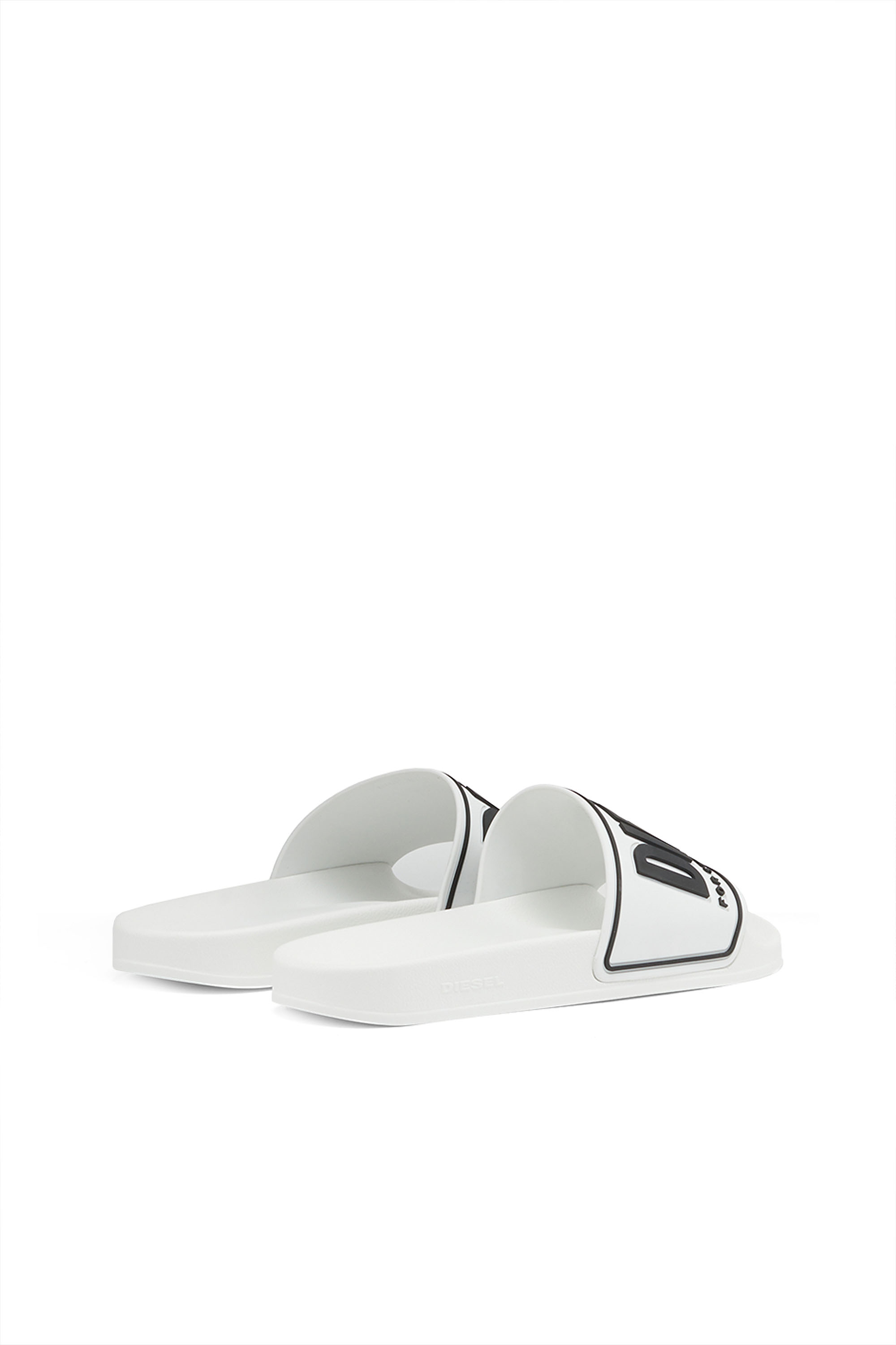 Diesel - SA-MAYEMI CC W, Woman's Sa-Mayemi-Rubber slides with embossed logo in White - 3