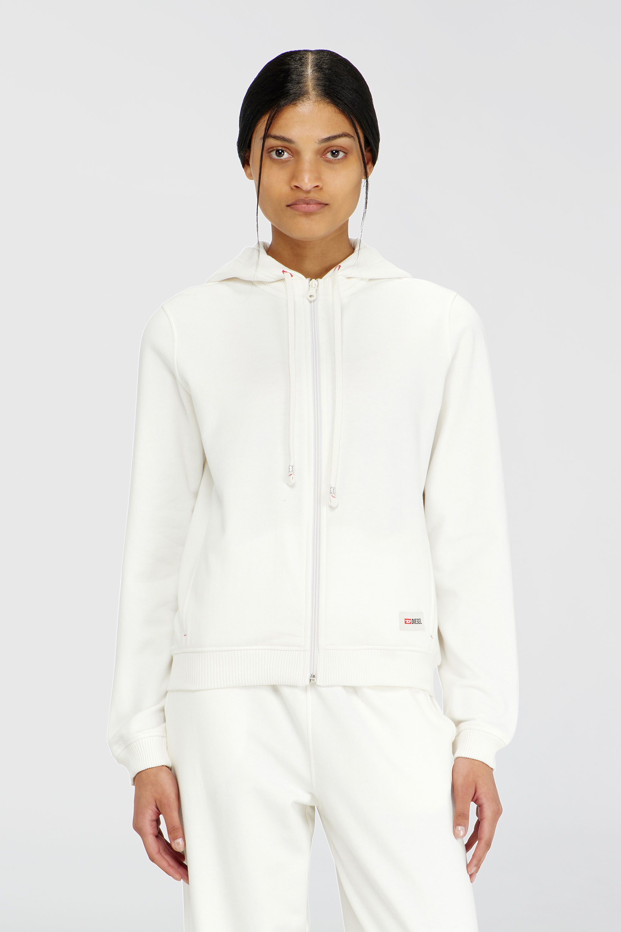 Diesel - HARRIET-D-CORE, Woman's Hoodie in peached cotton blend in White - 1