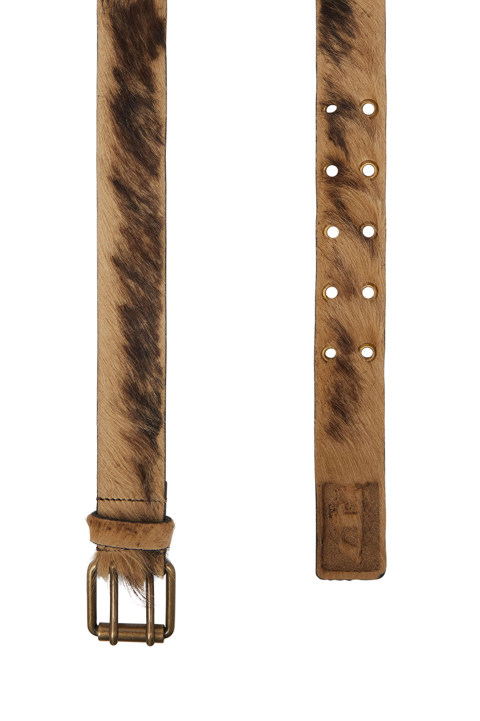 Diesel - B-FLAG-D, Unisex's 4cm belt in long-hair leather in Brown - 2