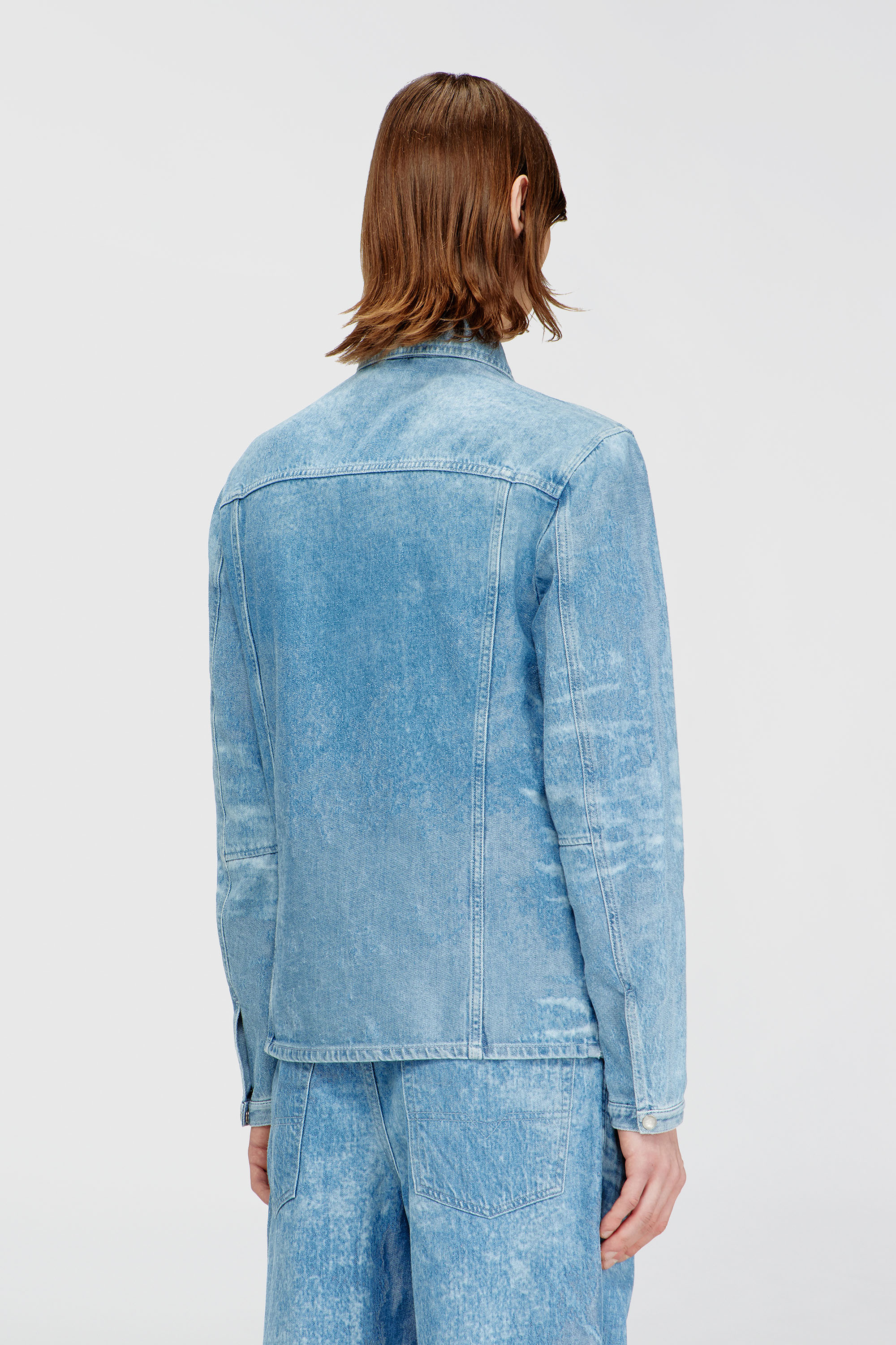 Diesel - D-SERON-FSI, Man's Jacket in satin denim in Light Blue - 4