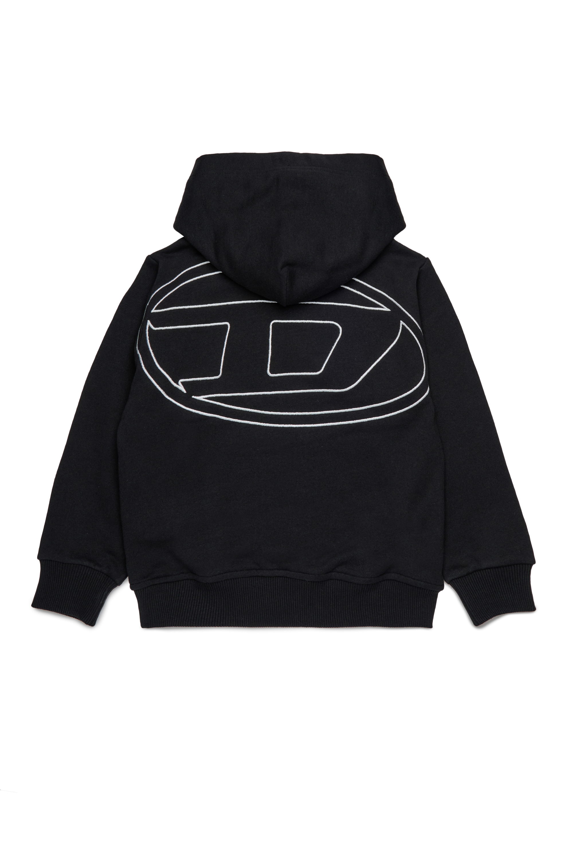 Diesel - SMACSHOODMEGOVALD OVER, Man's Hoodie with mega Oval D embroidery in Black - 2