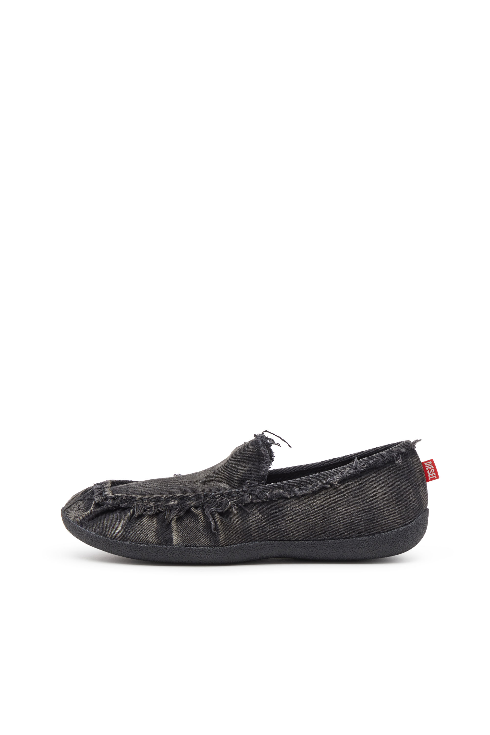 Diesel - D-SHOCK MOC, Man's D-Shock-Distressed denim loafers in Black - 8