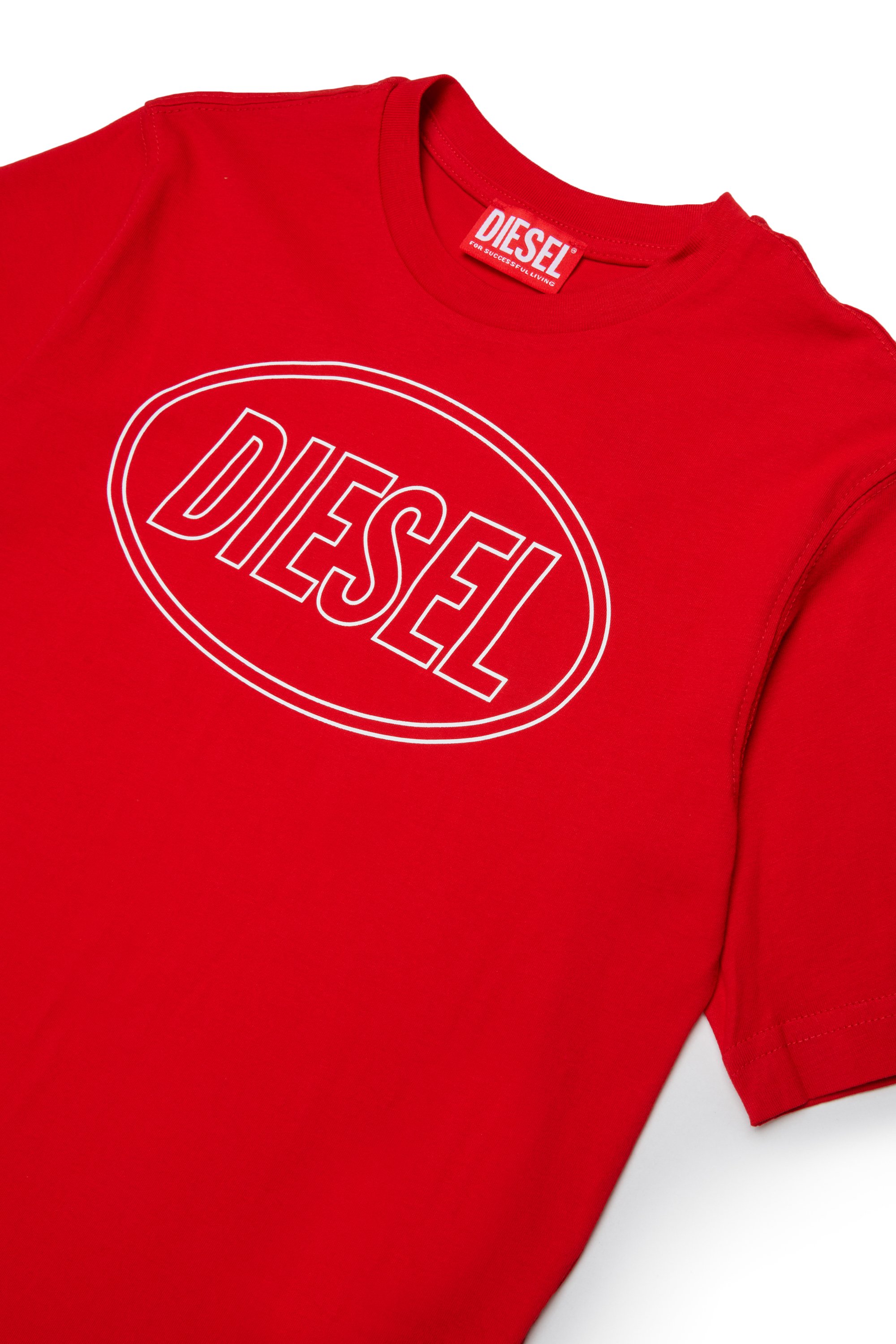 Diesel - TCIRCLE OVER, Man's Cotton T-shirt with Diesel print in Red - 3